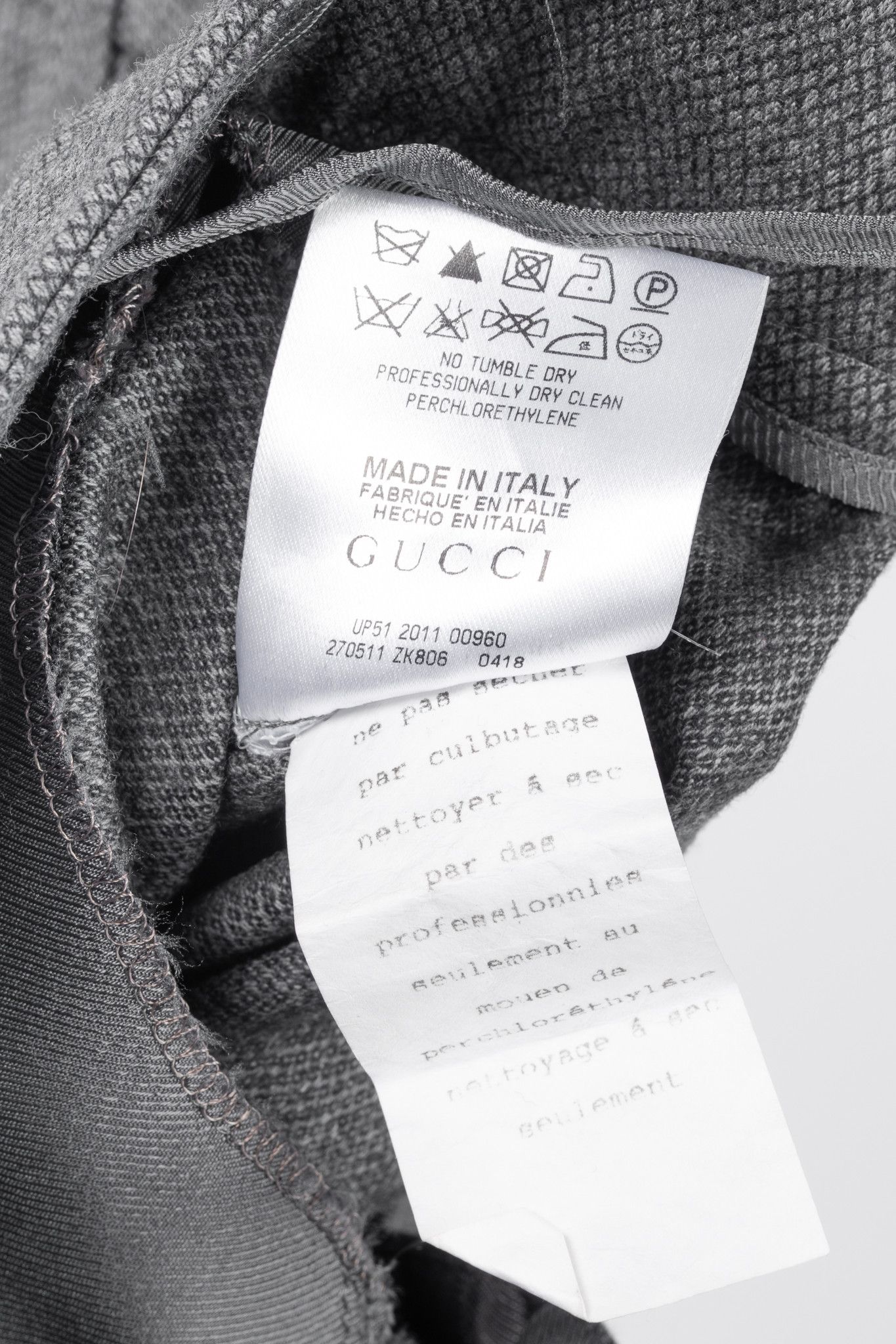 Gucci Gucci Grey Stretch-Wool Micro-Diamond Studded Trousers Size 27" / US 4 / IT 40 - 13 Thumbnail