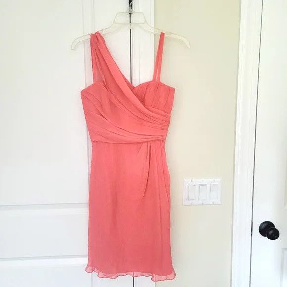 Vera Wang Vera Wang Lavender Label Asymmetric Silk Chiffon Dress Size XS / US 0-2 / IT 36-38 - 2 Thumbnail