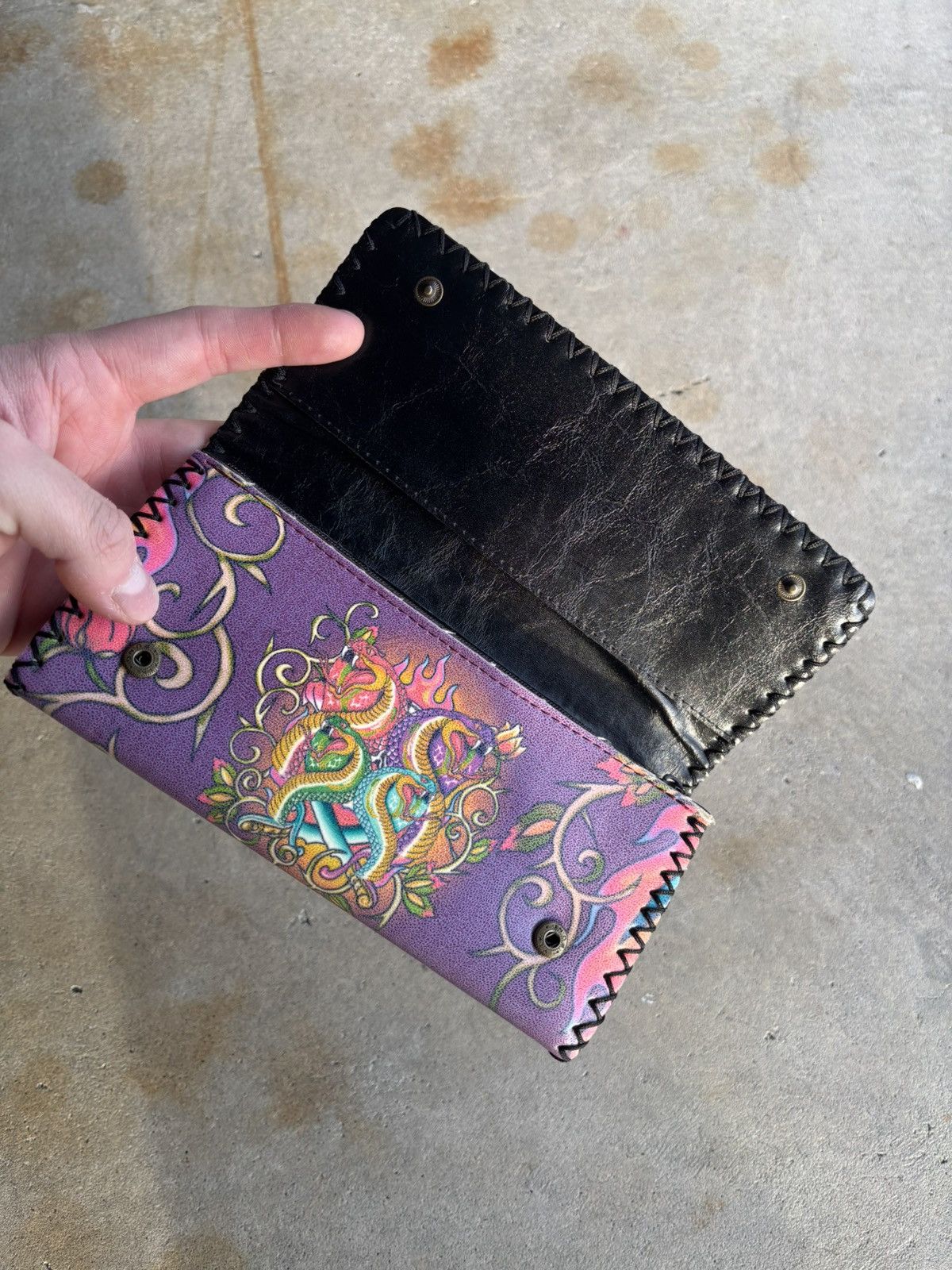 Ed Hardy Vintage Ed Hardy Tri Fold Leather Wallet Size ONE SIZE - 6 Thumbnail