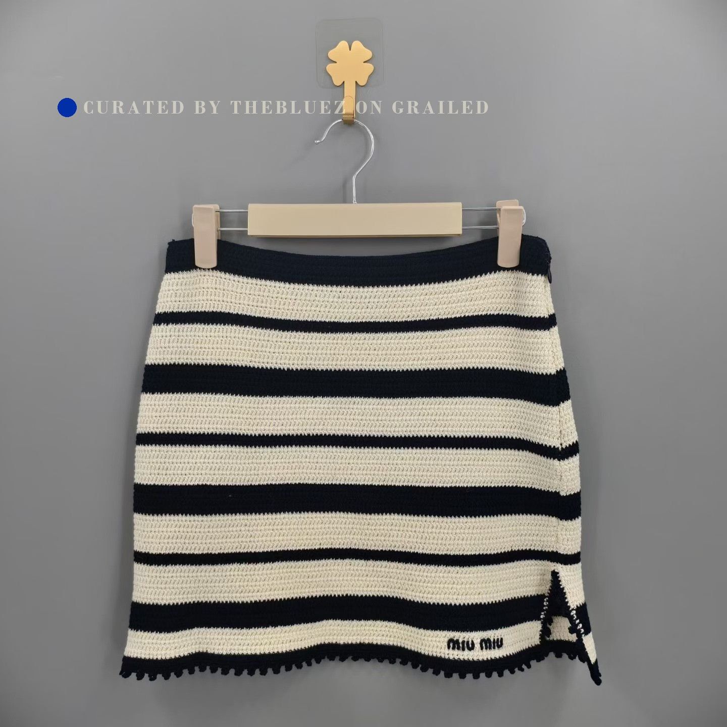 Miu Miu MIU MIU Beige Striped Casual Knit Skirt Size 36" / US 14 / IT 50 - 1 Thumbnail