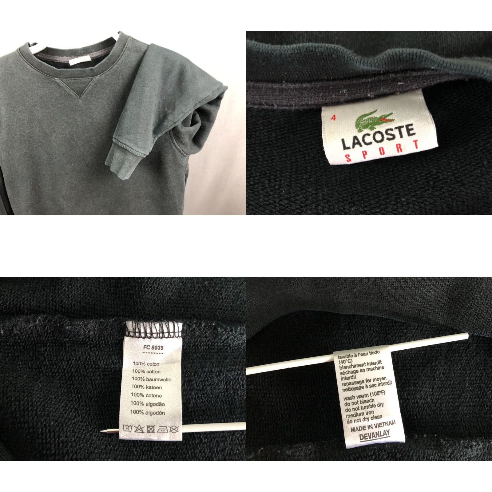 Lacoste Lacoste Sport Sweatshirt Black Cotton Men Size 4 Pullover Crew Neck Ribbed Logo Size US S / EU 44-46 / 1 - 8 Thumbnail