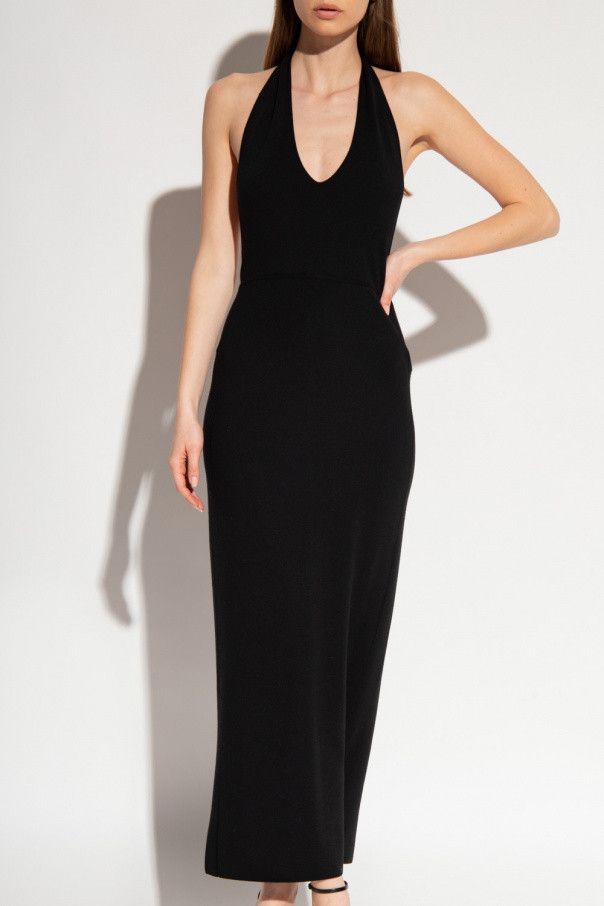 Saint Laurent Paris o1b1hav111124 Long Backless Dress in Wool in Black Size M / US 6-8 / IT 42-44 - 3 Thumbnail
