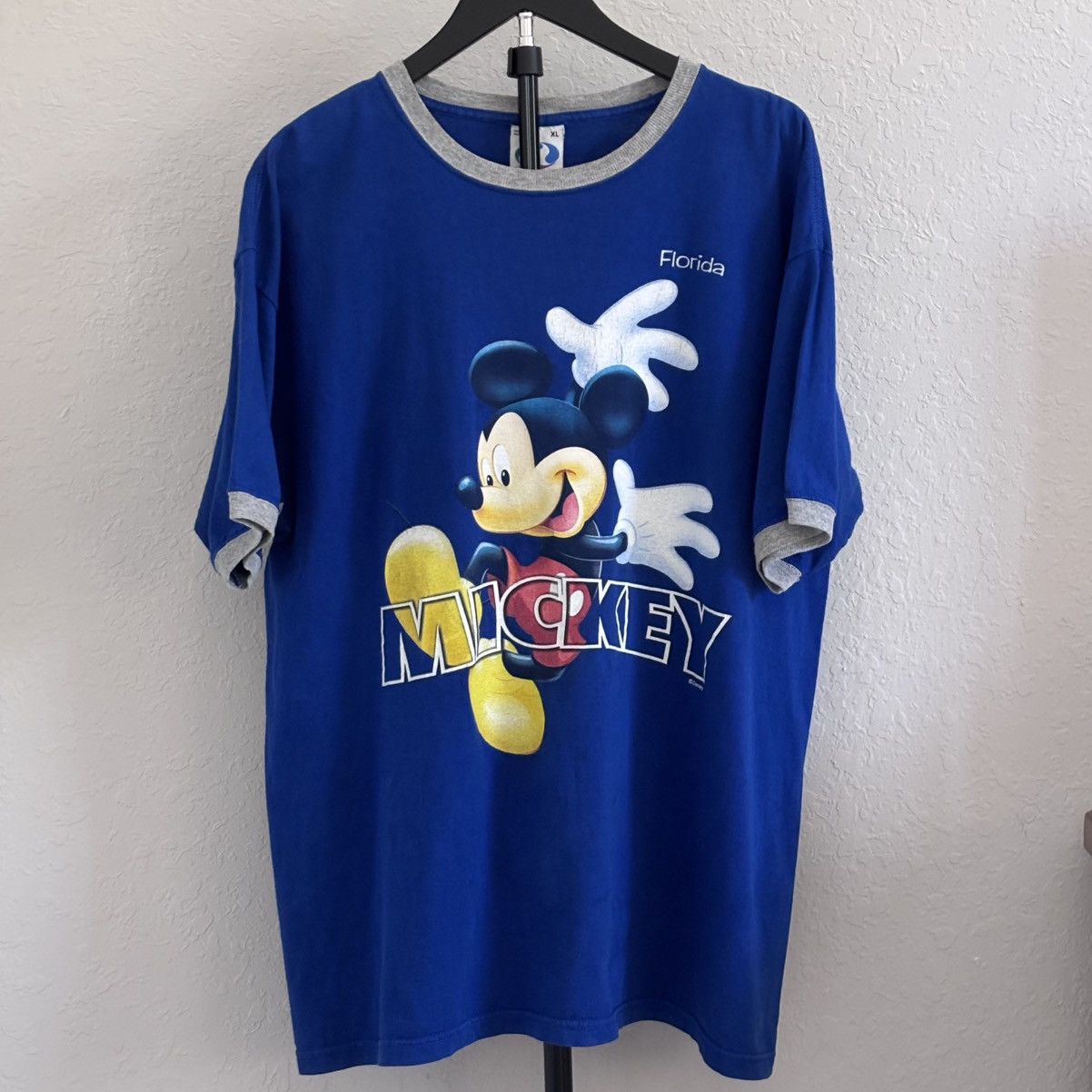 Vintage 90s Liquid Blue Mickey Mouse Ringer T-Shirt XL