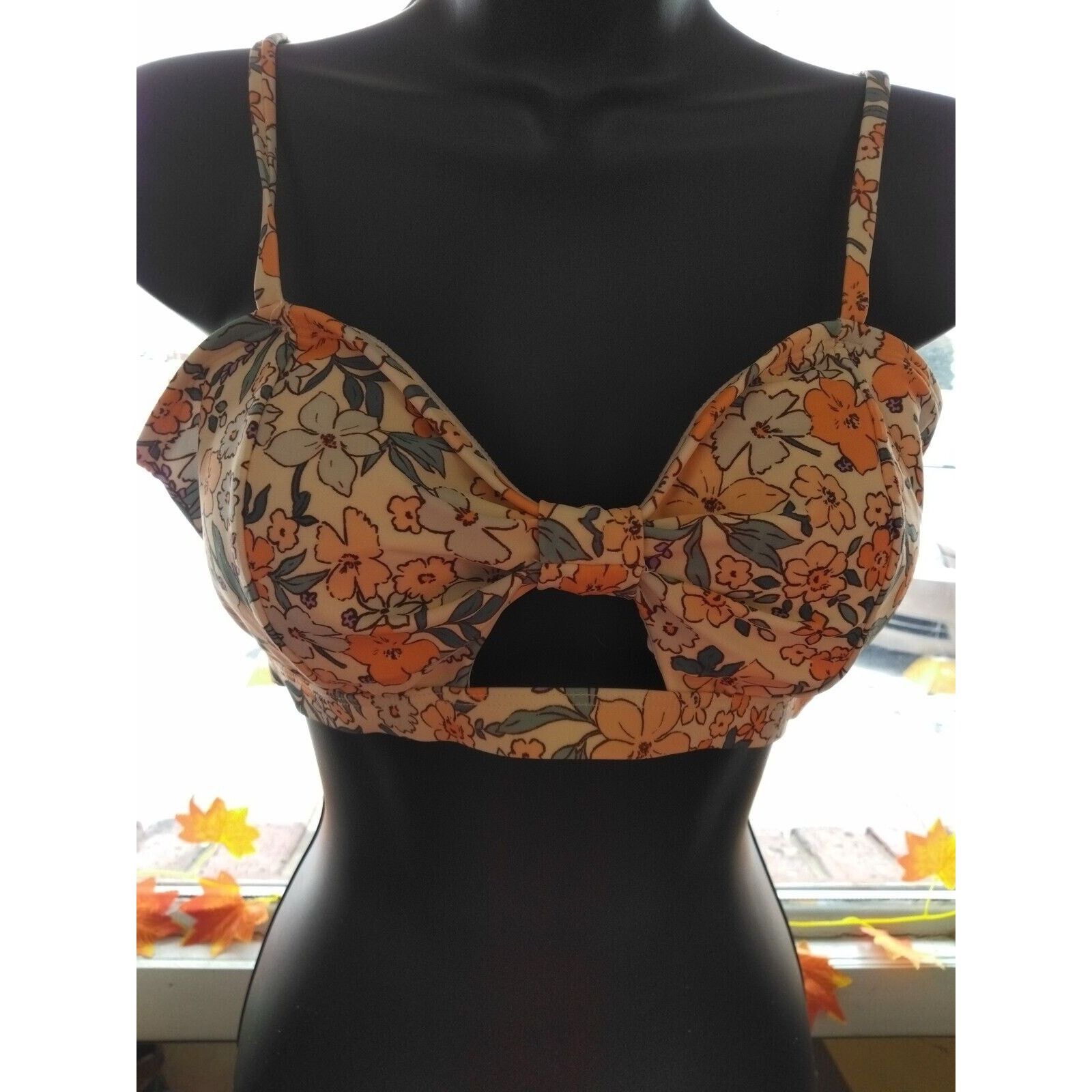 Other Cupshe Bikini Top Women Size Large NEW Yellow Peach Floral Size ONE SIZE - 1 Thumbnail