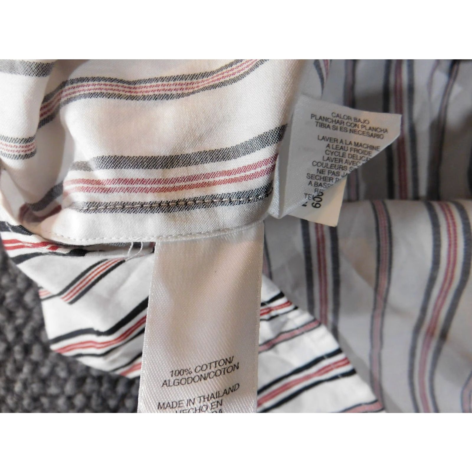 Jones New York Jones New York Button-Up Shirt White Striped Medium Women's Casual Classic Cotton Rayon Cap Sleeve Long Sleeve Regular Fit Shirt Size M / US 6-8 / IT 42-44 - 7 Thumbnail