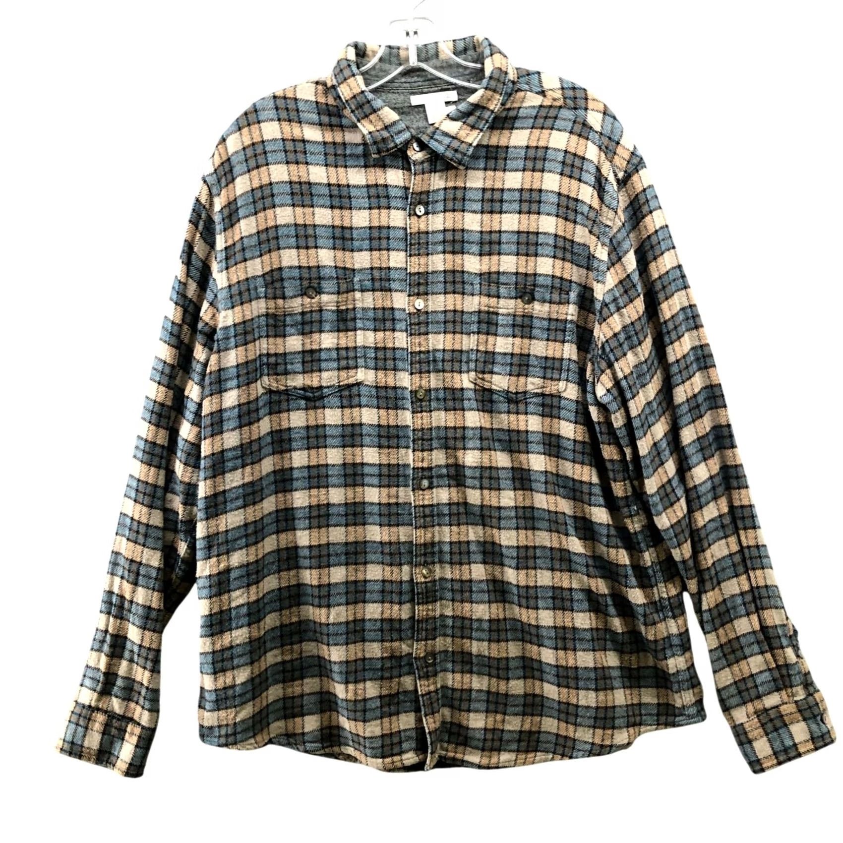 Carbon2Cobalt Carbon 2 Cobalt Flannel Shirt Mens L Beige Blue Plaid Long Sleeve Workwear Size US L / EU 52-54 / 3 - 2 Thumbnail