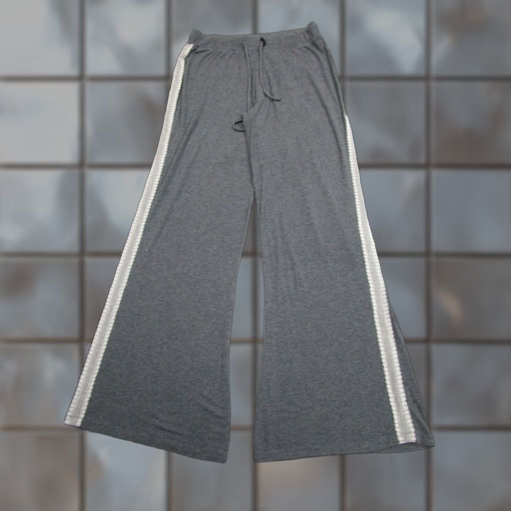 Vintage Aerie Lounge Pants Womens Small Gray Jersey Lace Trim Drawstring Soft Size S / US 4 / IT 40 - 1 Thumbnail