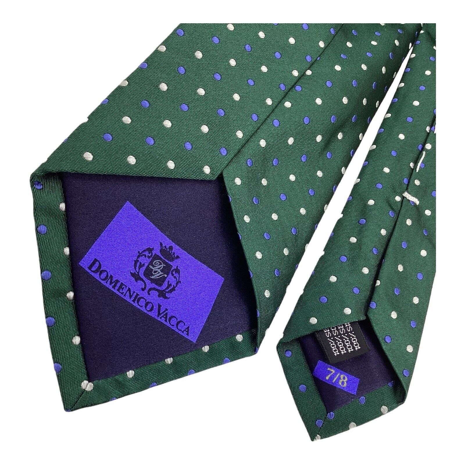 Domenico Vacca DOMENICO VACCA 7Fold Green Pin Dots Luxury Silk Tie Italy W: Size ONE SIZE - 4 Thumbnail