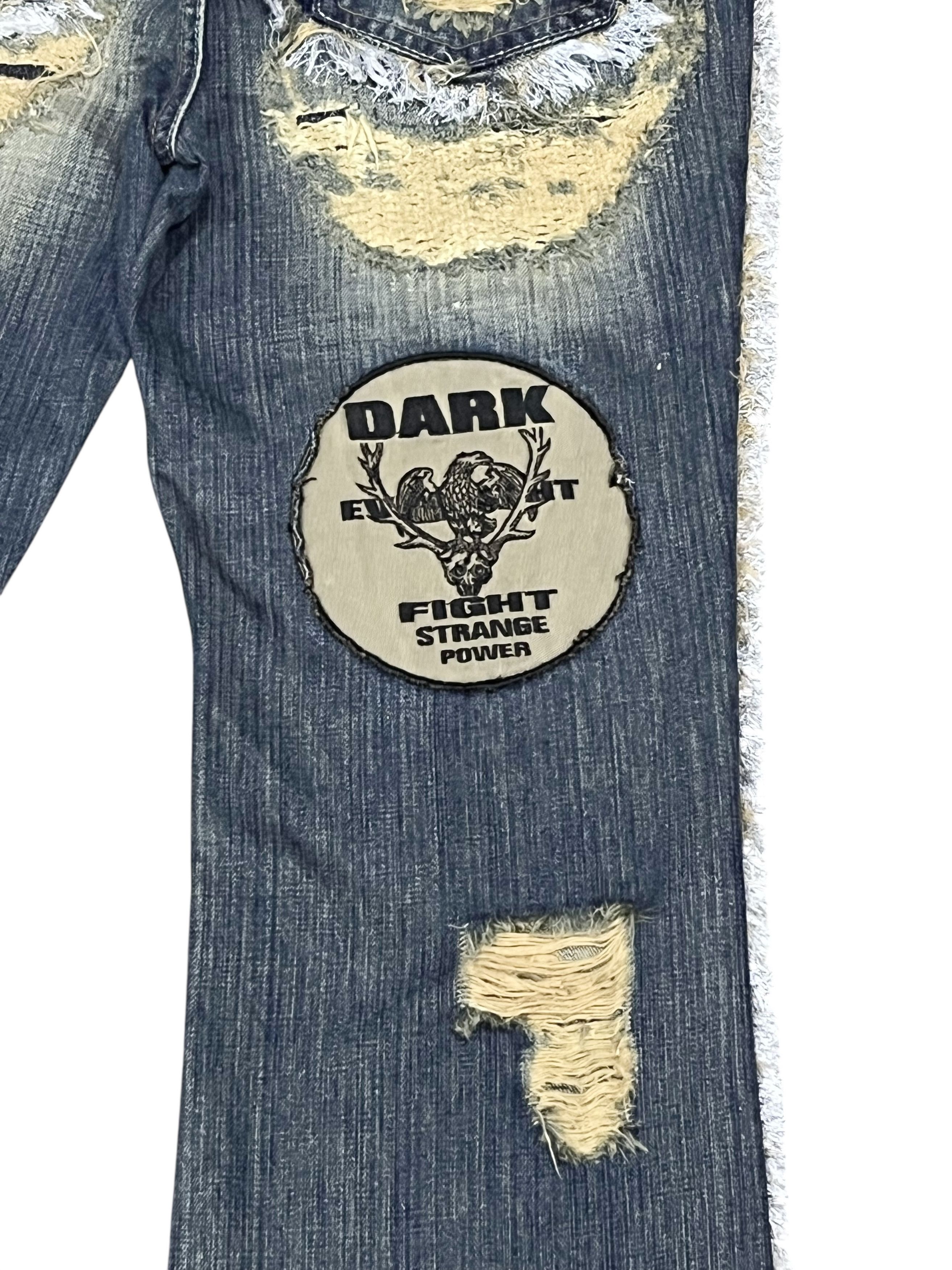 Japanese Brand LUSC Distressed Flare Jeans Patchwork, Ripped, Raw Hem Rare Size 28" / US 6 / IT 42 - 15 Thumbnail