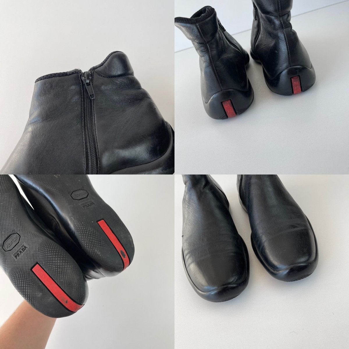 Prada Prada Sport 1999 Red Tab Side Zip Leather Vintage Boots Blac Size US 7.5 / IT 37.5 - 7 Thumbnail