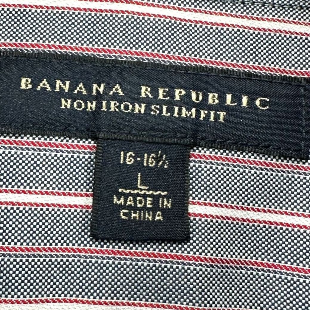 Banana Republic VINTAGE Banana Republic Shirt Men 16-16.5 Large Gray Red Slim Fit Dress Stripe Button Up Size 46R - 4 Thumbnail
