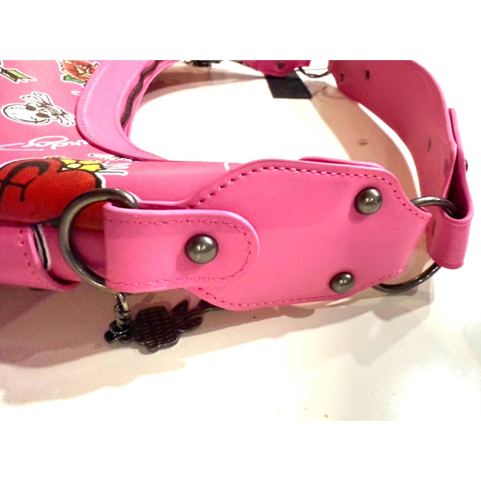 Ed Hardy Ed Hardy Shoulder Bag Skull Rose Purse Y2K Pink Gunmetal Size ONE SIZE - 7 Thumbnail