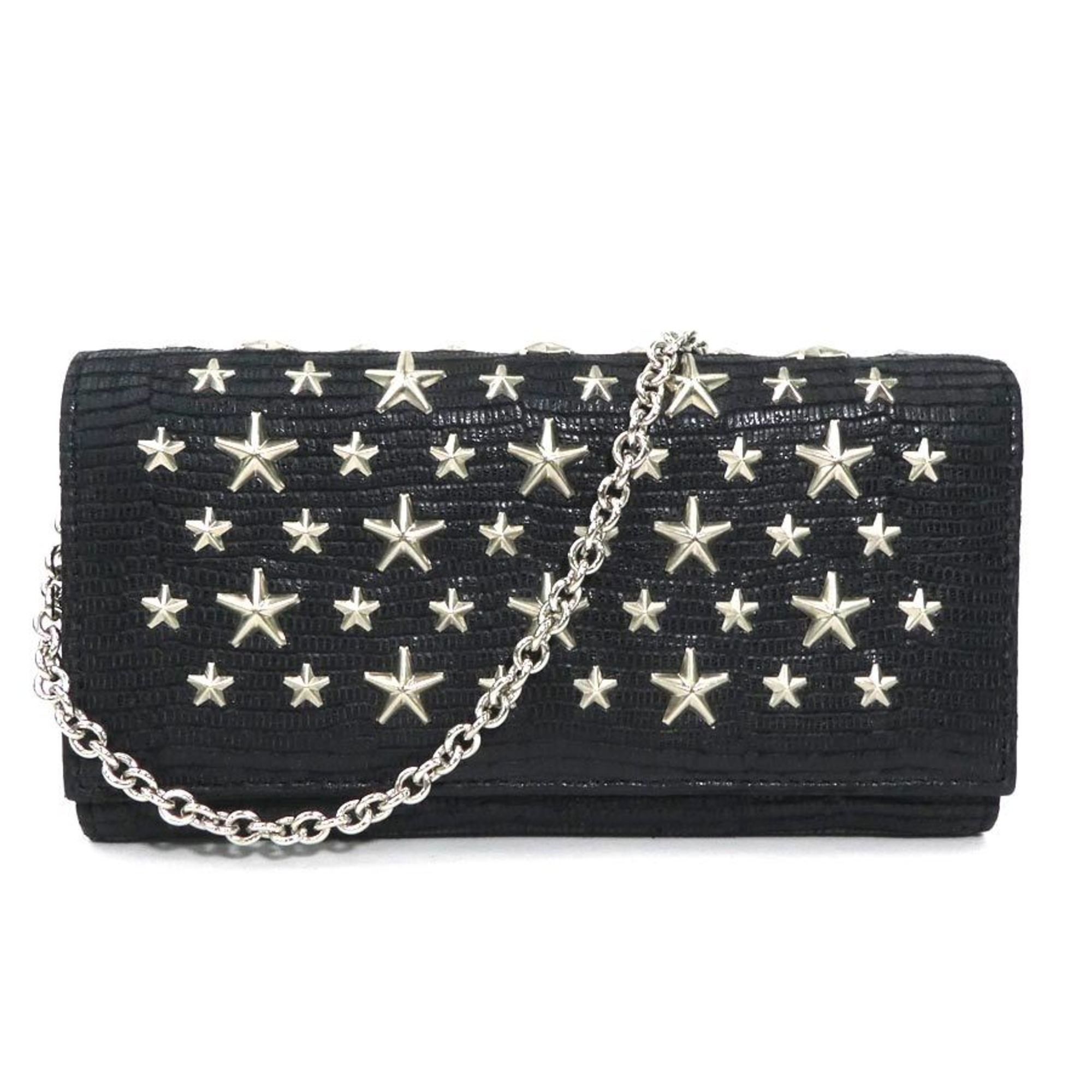 Jimmy Choo JIMMY CHOO Women's Long Chain Wallet in Embossed Leather, Black (h31604a) Size ONE SIZE - 1 Thumbnail