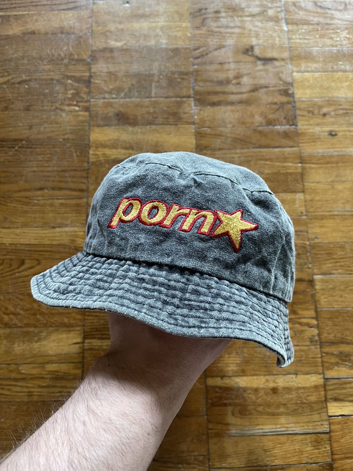 image of Pornstar 90's Bucket Hat Vintage Hook Ups in Grey, Men's