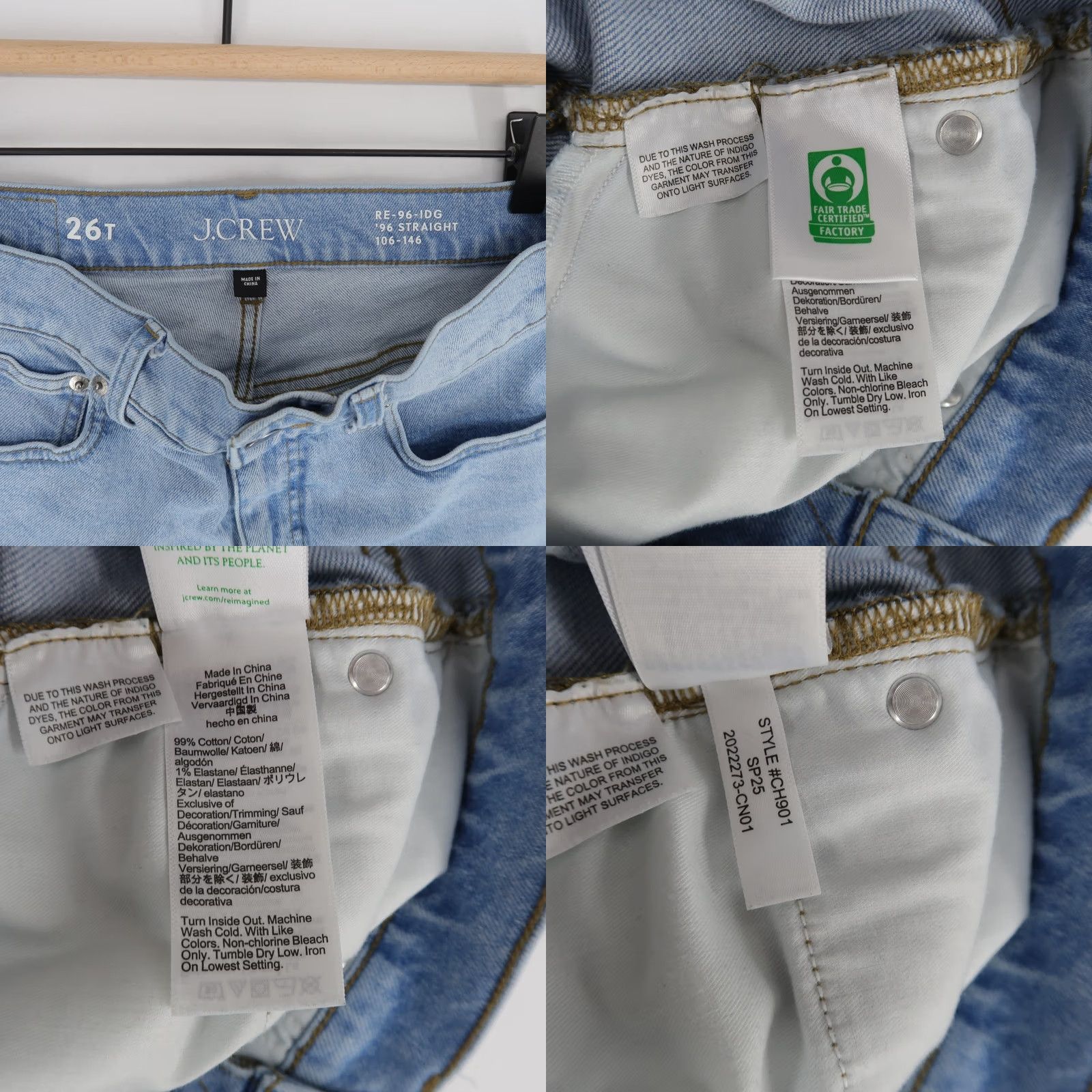 J.Crew J.CREW Jeans Straight 26 31in Light Wash Blue High Rise Stretch Womens, 5-Pocket, Zip, Denim, Regular, Tall Size 26" / US 2 / IT 38 - 8 Thumbnail