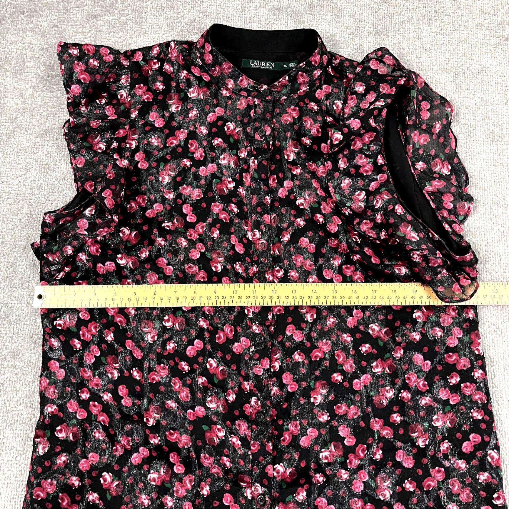 Ralph Lauren VINTAGE LAUREN RALPH LAUREN Shirt Women XL Red Black Floral Rose Button Up Ruffle Sleeve Size XL / US 12-14 / IT 48-50 - 4 Thumbnail