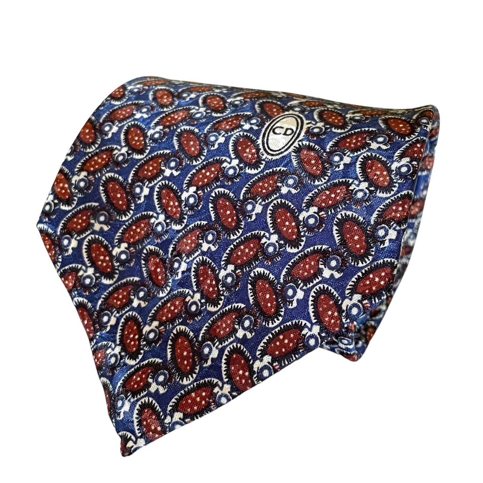 Dior × Vintage Vintage Christian Dior CD Logo Printed Jacquard Wide Tie Size ONE SIZE - 1 Thumbnail