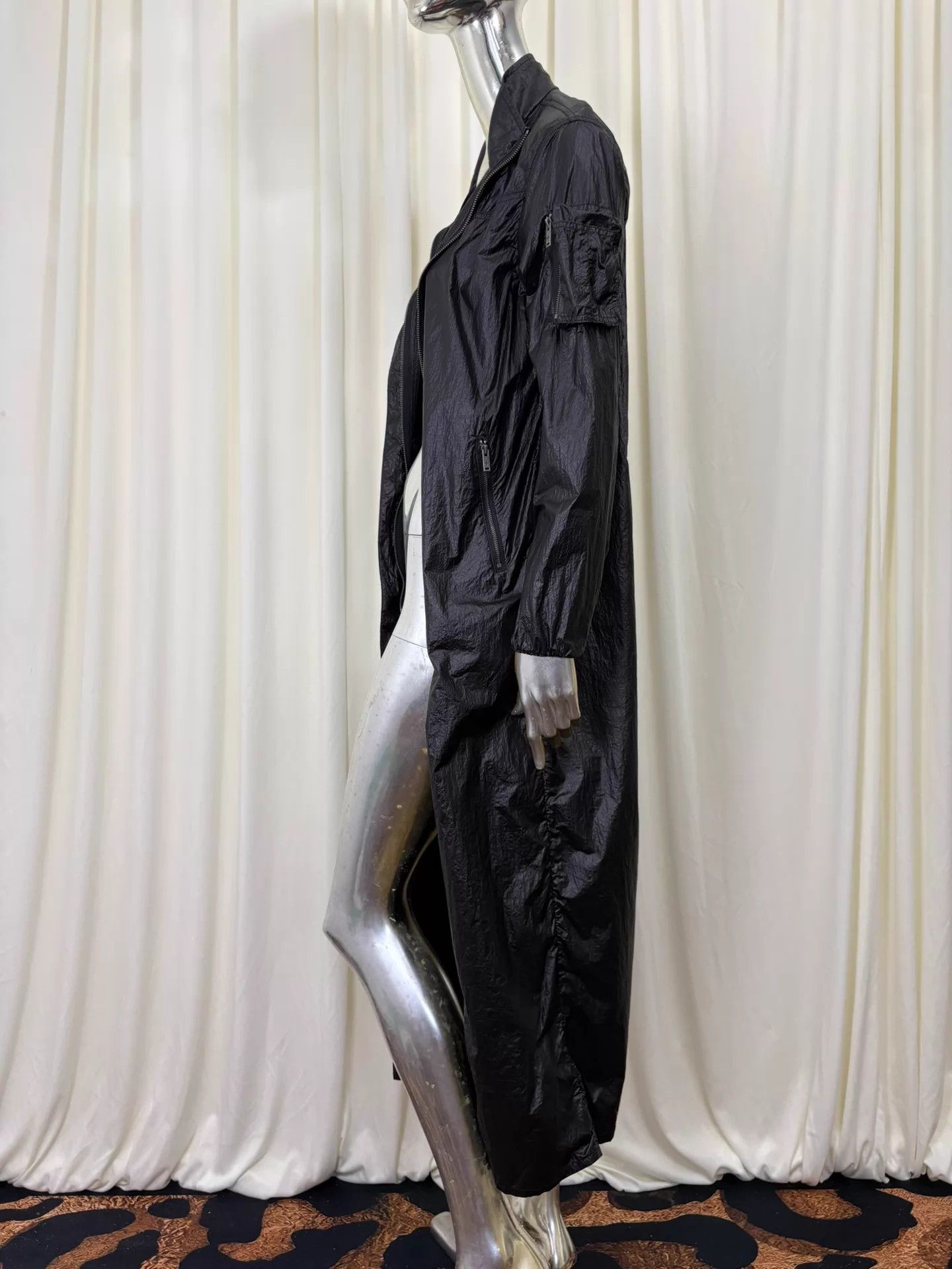 Other SMFK Super Light UV Black Pleated Skin Long Jacket S 99N Size S / US 4 / IT 40 - 3 Thumbnail