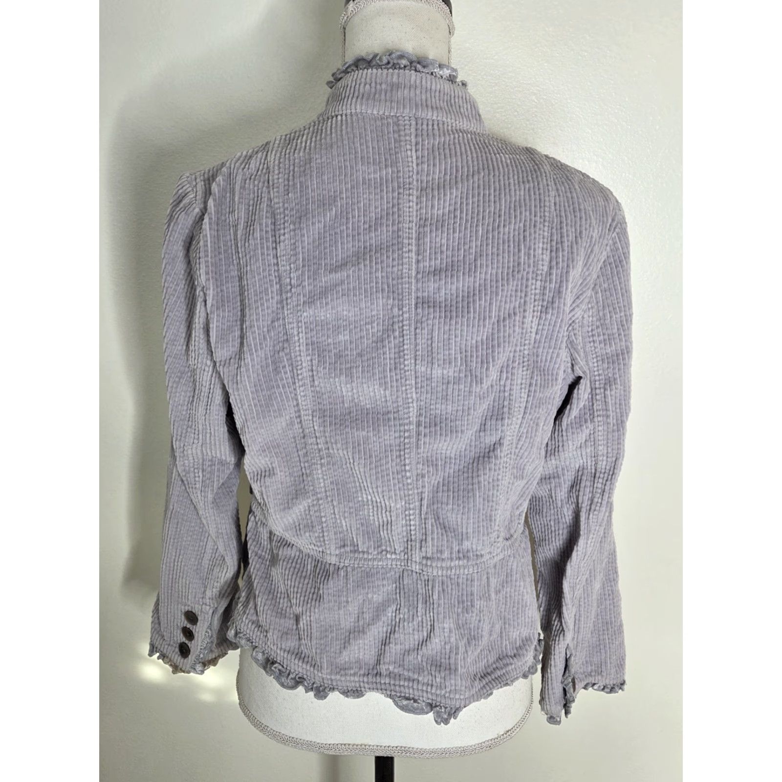J. Jill J Jill Corduroy Blazer Jacket Womens Small Blue Velvet Crop Ruffle Button Pockets Basic Jacket Office Casual 90s? Size S / US 4 / IT 40 - 3 Thumbnail
