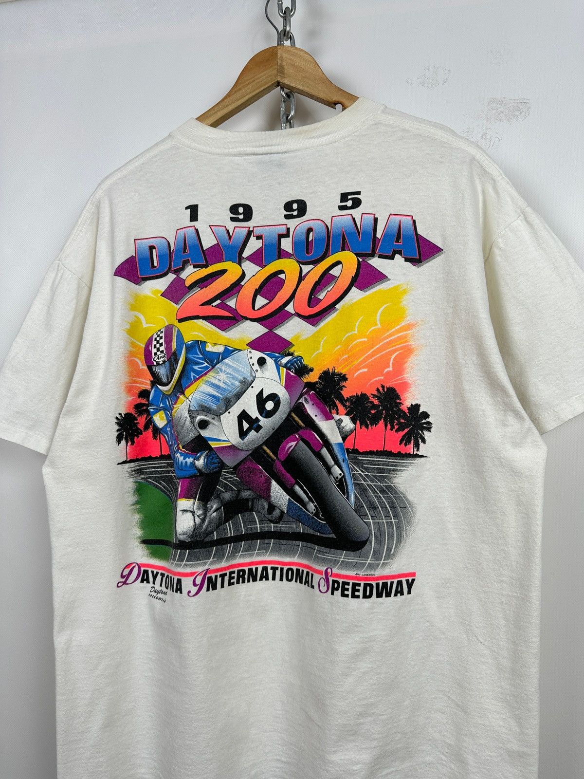 Vintage 1995 Vintage Daytona 200 Moto Single Stitch T-Shirt Size US XL / EU 56 / 4 - 4 Thumbnail