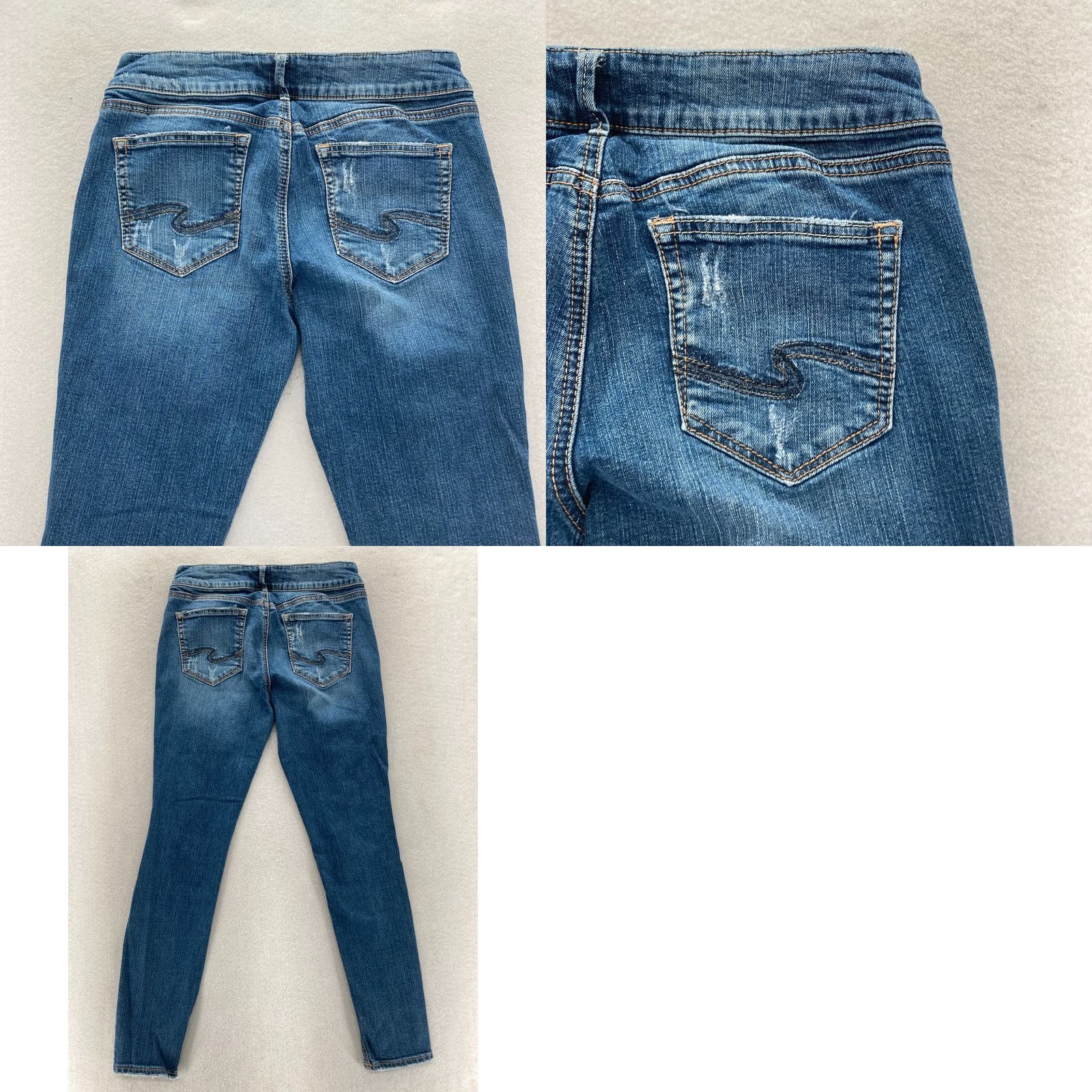 Silver Jeans Co. Silver Jeans Suki Skinny Jeans Women's 28x29 Medium Blue Stretch Denim Distressed Rock Size 28" / US 6 / IT 42 - 9 Thumbnail