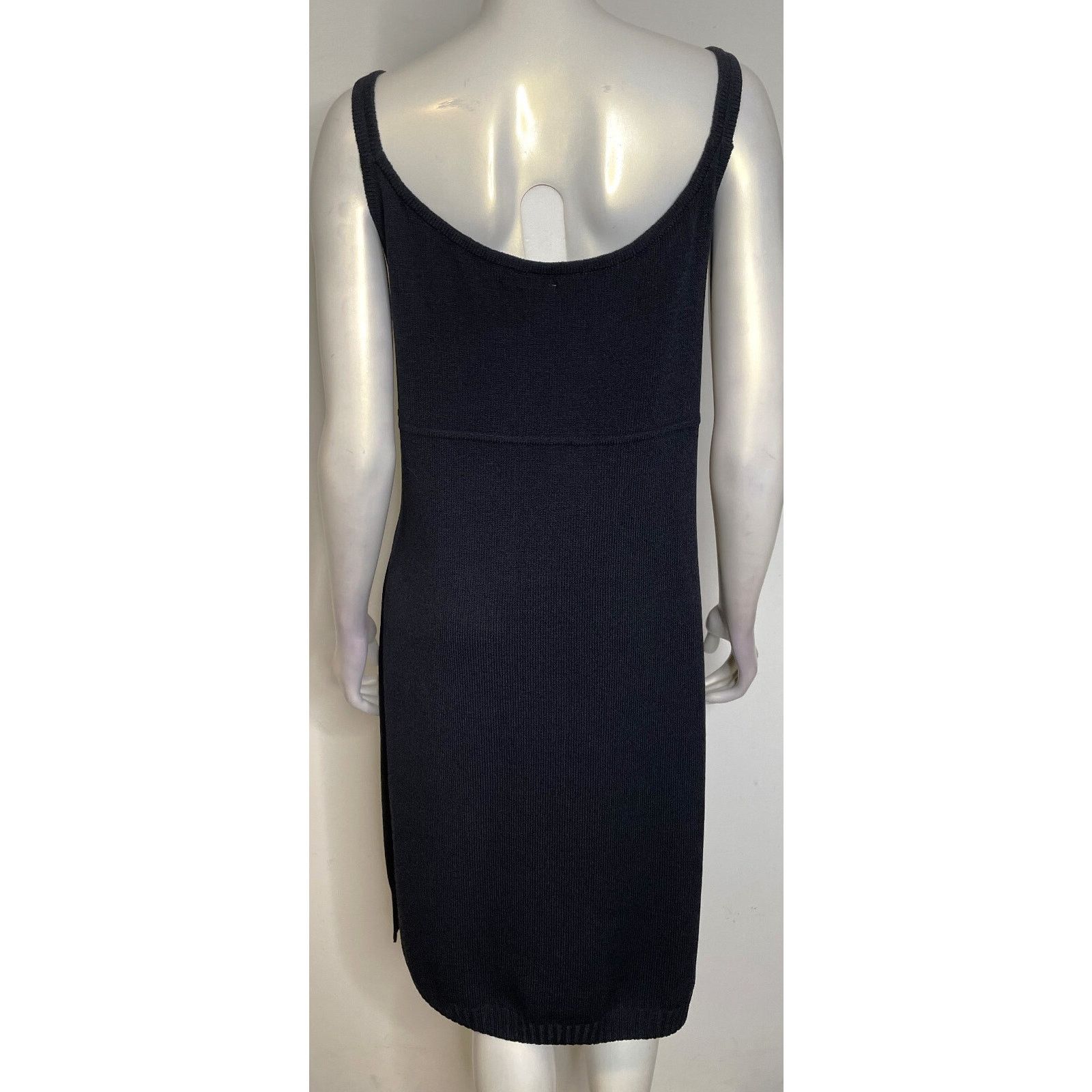 St John Black Santana Knit Jumper Dress L XL 10 12 14 Buckle