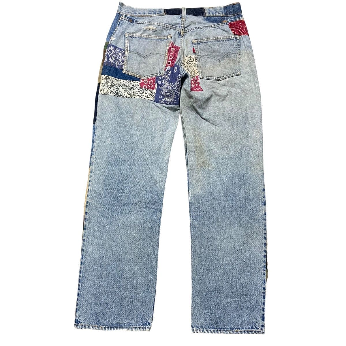 Levi's Vintage Levis 501 Redline Denim Patchwork Jeans Size US 33 - 2 Thumbnail