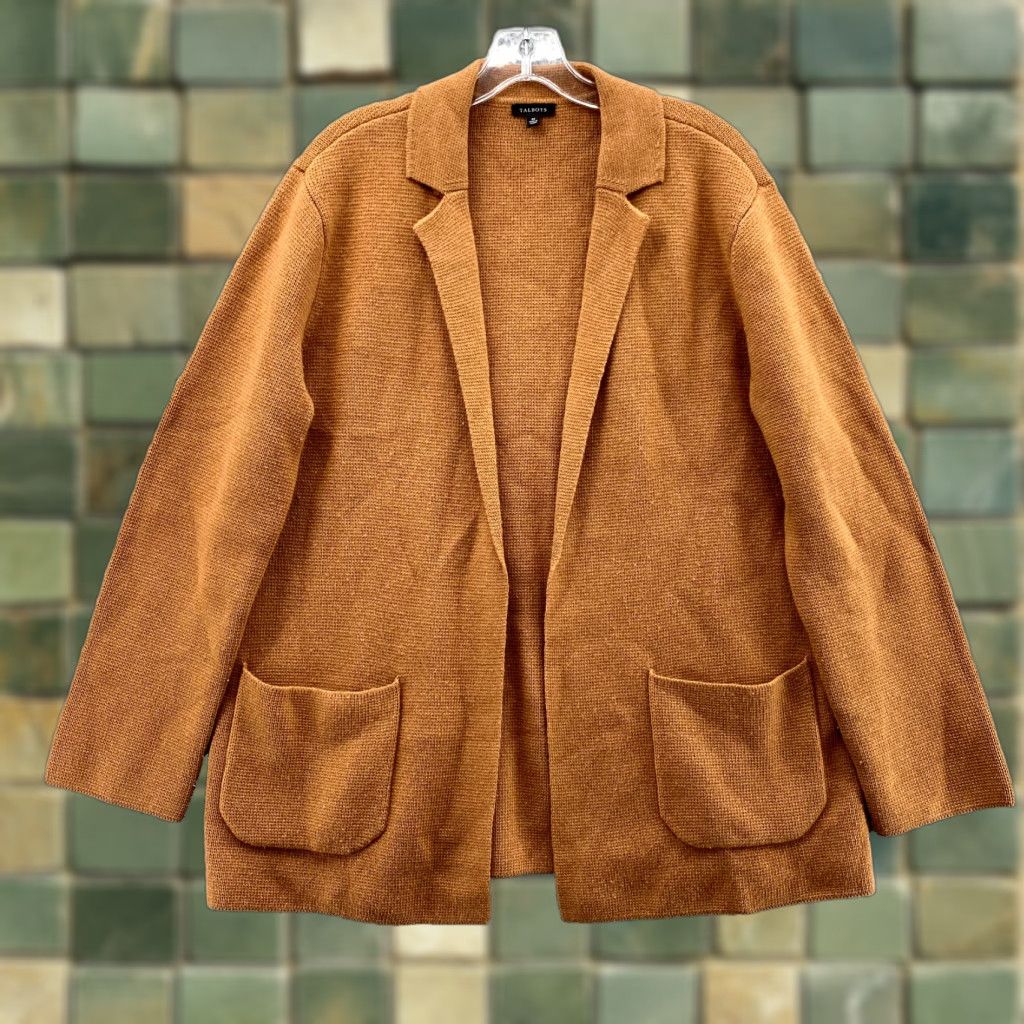 Talbots Talbots Knit Blazer Medium Orange Wool Blend Cardigan Corpcore Academia Office Blazer Shirt Women Regular Size M Size M / US 6-8 / IT 42-44 - 1 Thumbnail