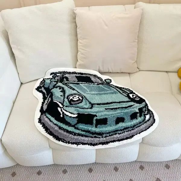 Japanese Brand Youko x Nao Racing Car Shaped Tufting Rug Carpet Size ONE SIZE - 6 Thumbnail