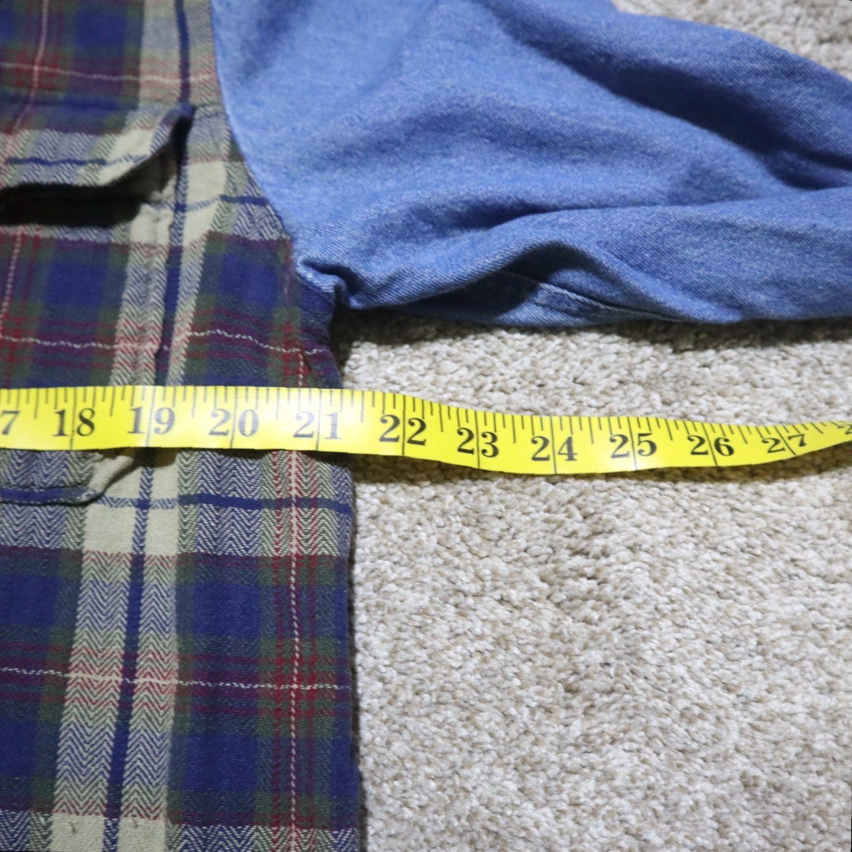 Faded Glory VINTAGE Faded Glory Shirt Denim Blue Plaid Pocket Long Sleeve Men's Size M Size US M / EU 48-50 / 2 - 5 Thumbnail