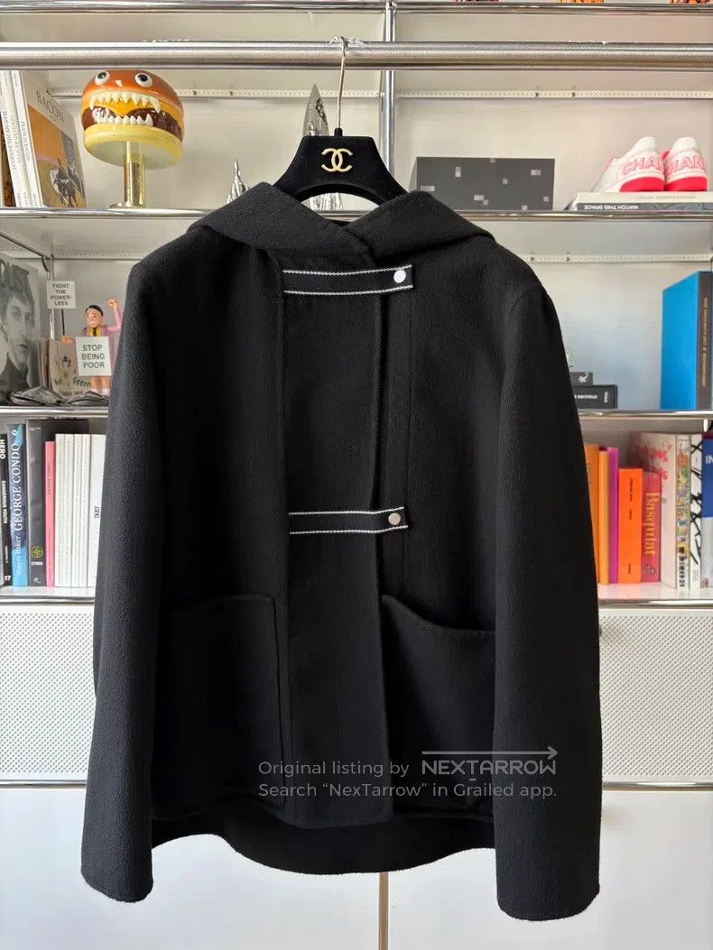 Hermes Hermes Black cashmere hooded long-sleeve coat 100% cashmer Size XS / US 0-2 / IT 36-38 - 1 Thumbnail