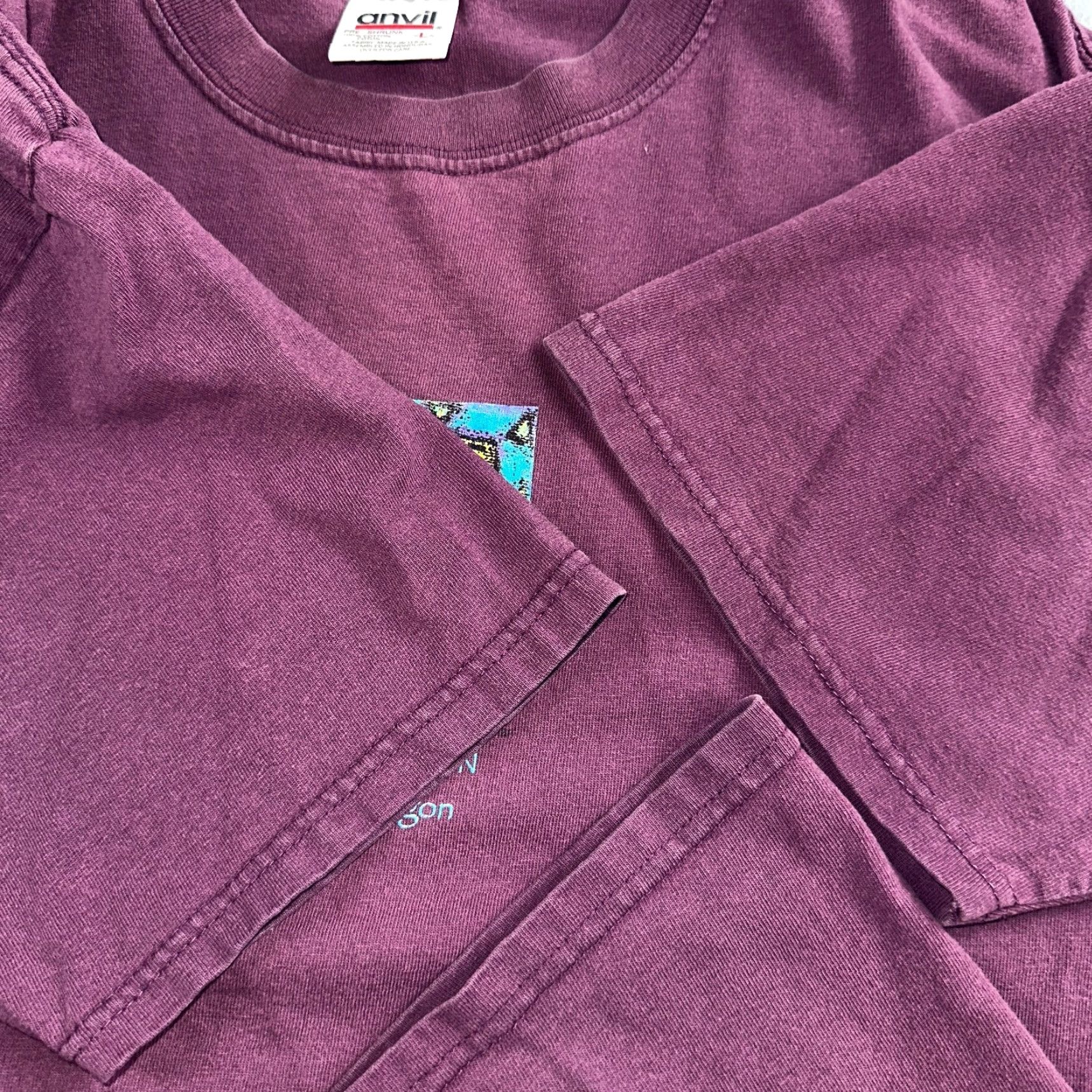 Anvil VINTAGE Anvil T Shirt Purple Men Crew Neck Short Sleeve 90s Garden Frank Lloyd Wright House Flower Mens Size US L / EU 52-54 / 3 - 6 Thumbnail