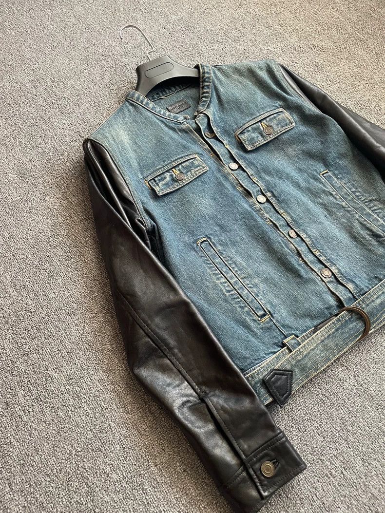 Hedi Slimane Saint Laurent Denim Jacket with Leather Sleeves- Size US M / EU 48-50 / 2 - 3 Thumbnail