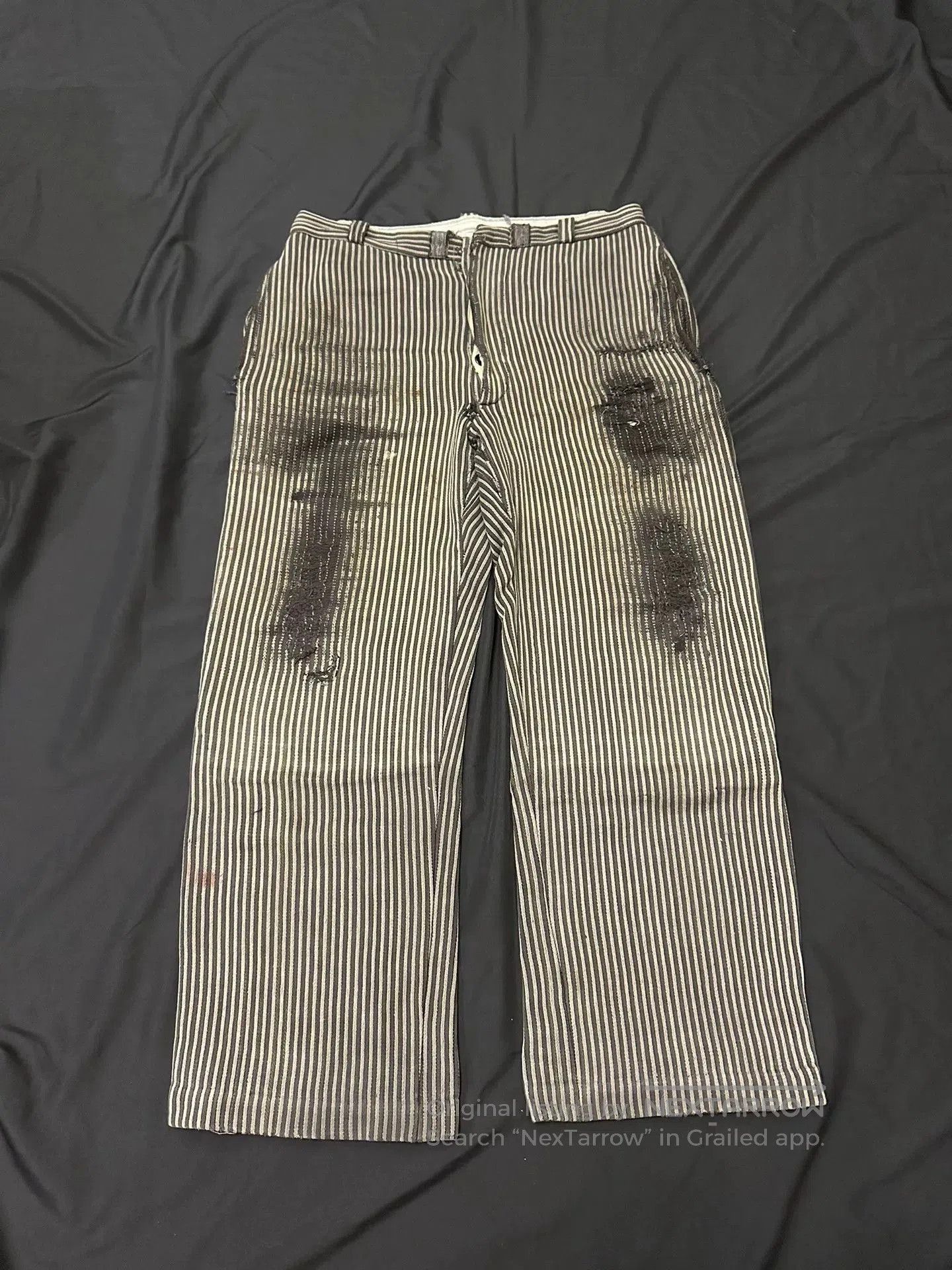 Vintage Vintage 40s French Workwear Striped Cargo Pants. Size US 36 / EU 52 - 1 Thumbnail