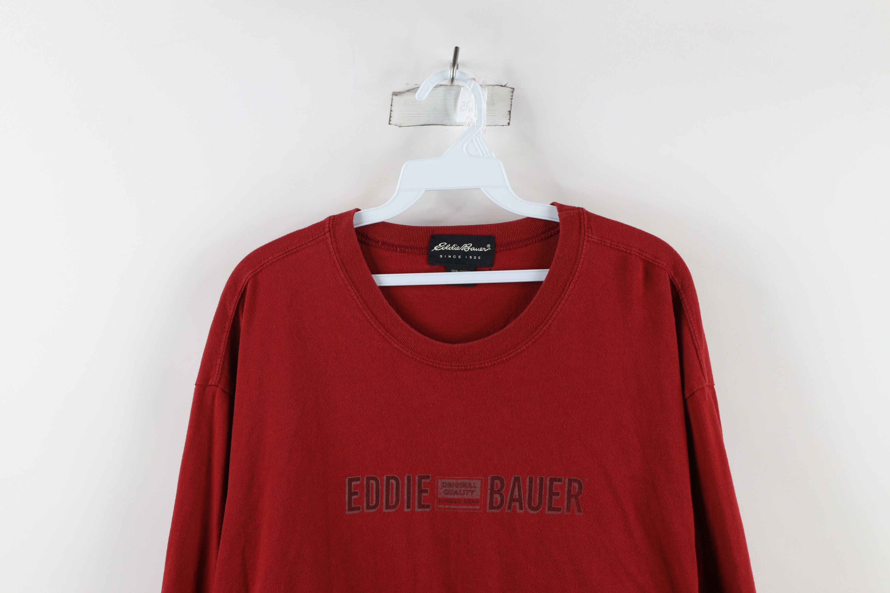 Eddie Bauer × Vintage Vintage 90s Eddie Bauer Out Long Sleeve T-Shirt Red USA Size US XXL / EU 58 / 5 - 2 Thumbnail