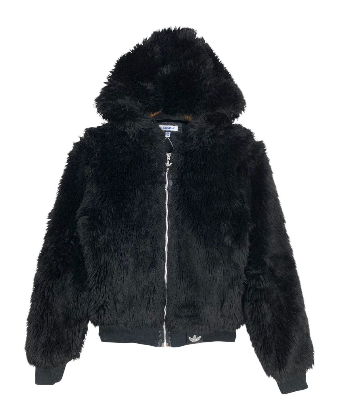 Adidas Rare‼️ Adidas Hooded Faux Fur Jacket Big Logo Inside Size XS / US 0-2 / IT 36-38 - 2 Thumbnail