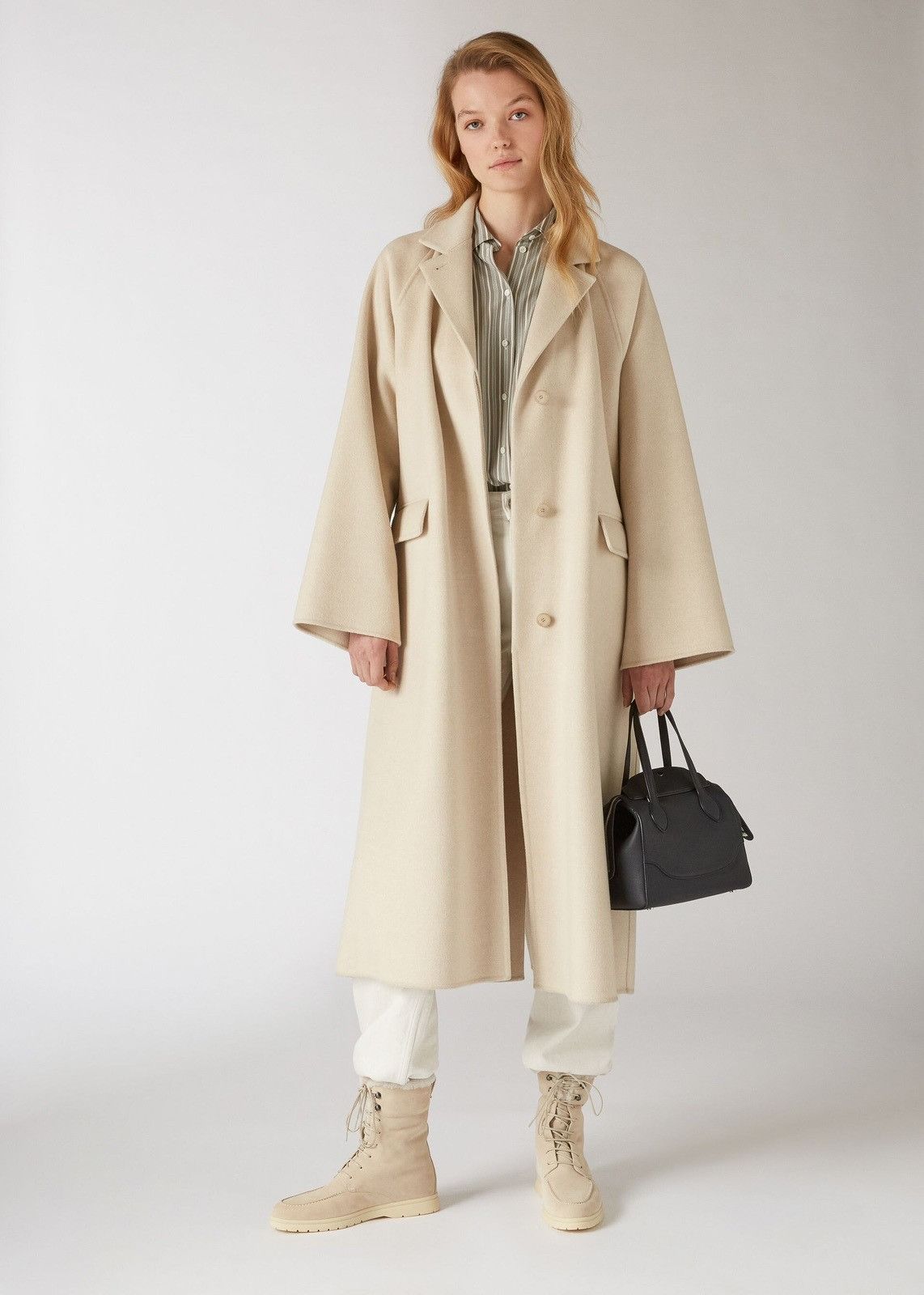 Loro Piana o1srvl11e0824 Ortiz Cashmere Coat in Ivory Size XL / US 12-14 / IT 48-50 - 2 Thumbnail