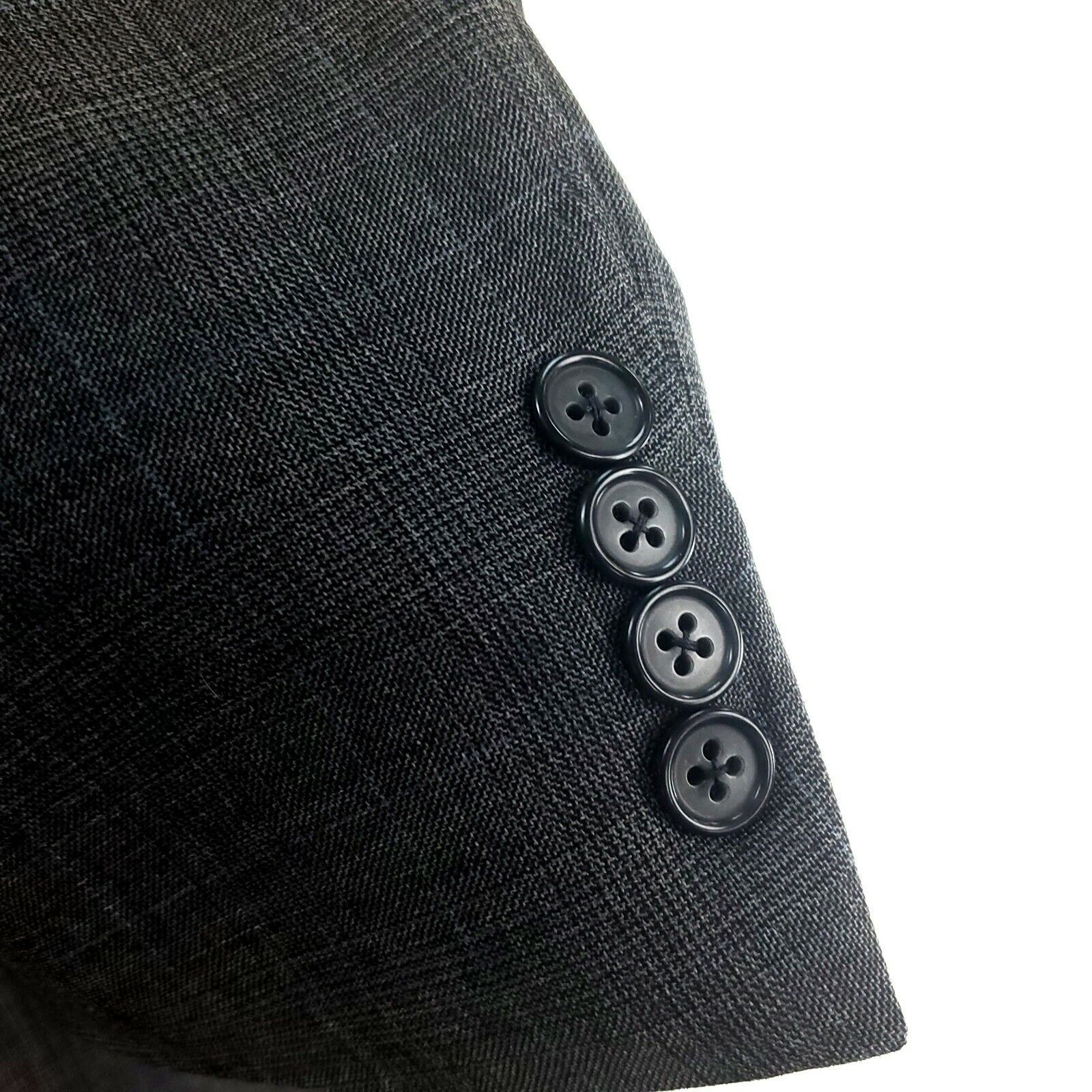 Hart Schaffner Marx Hart Schaffner Marx 44L 2 Button Glen Plaid Windowpane Wool Size 44L - 4 Thumbnail