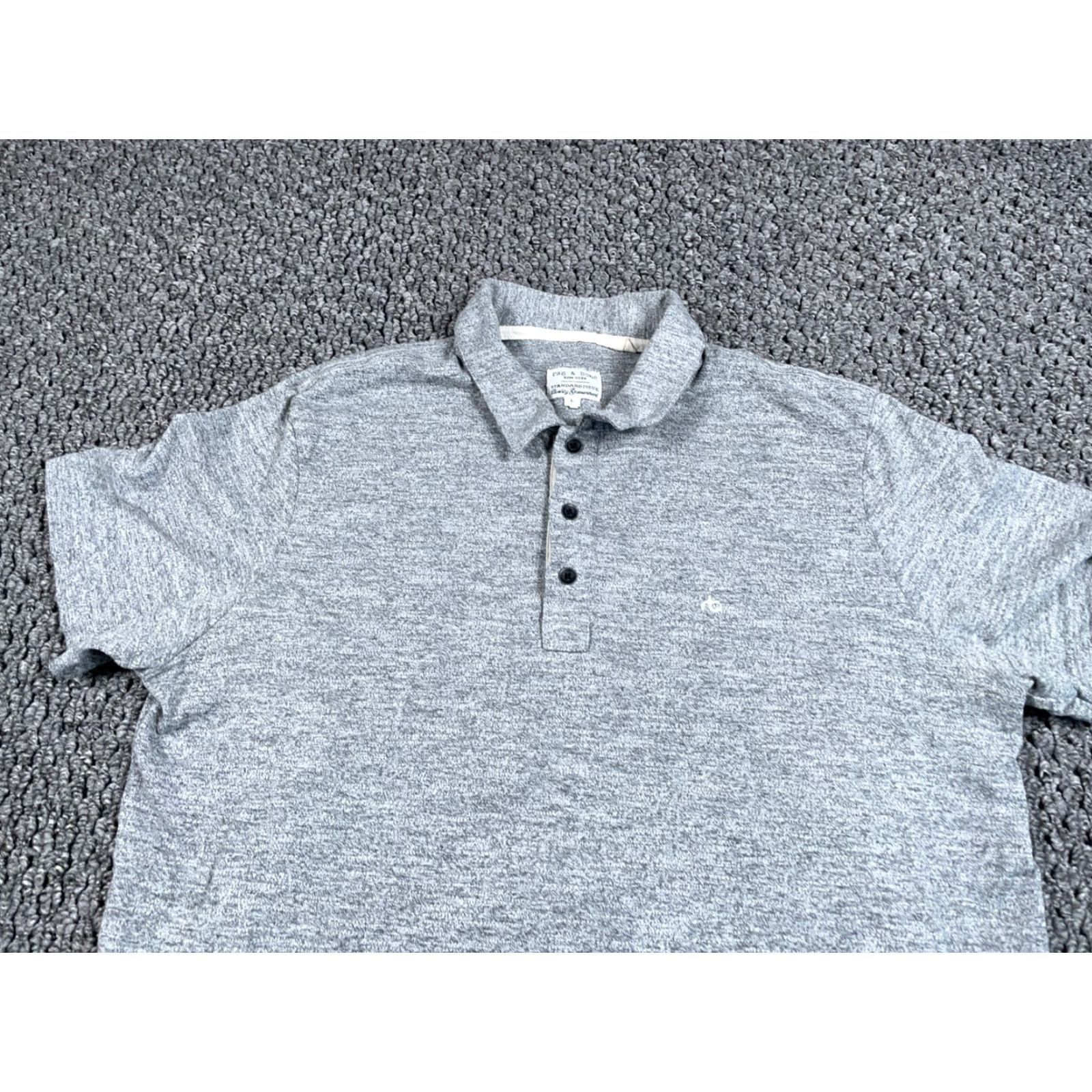 Rag & Bone rag & bone Polo Shirt Adult Large Marled Gray Lightweight Cotton Blend Embroidered 90s Preppy Casual Mens Shirt Size US L / EU 52-54 / 3 - 5 Thumbnail