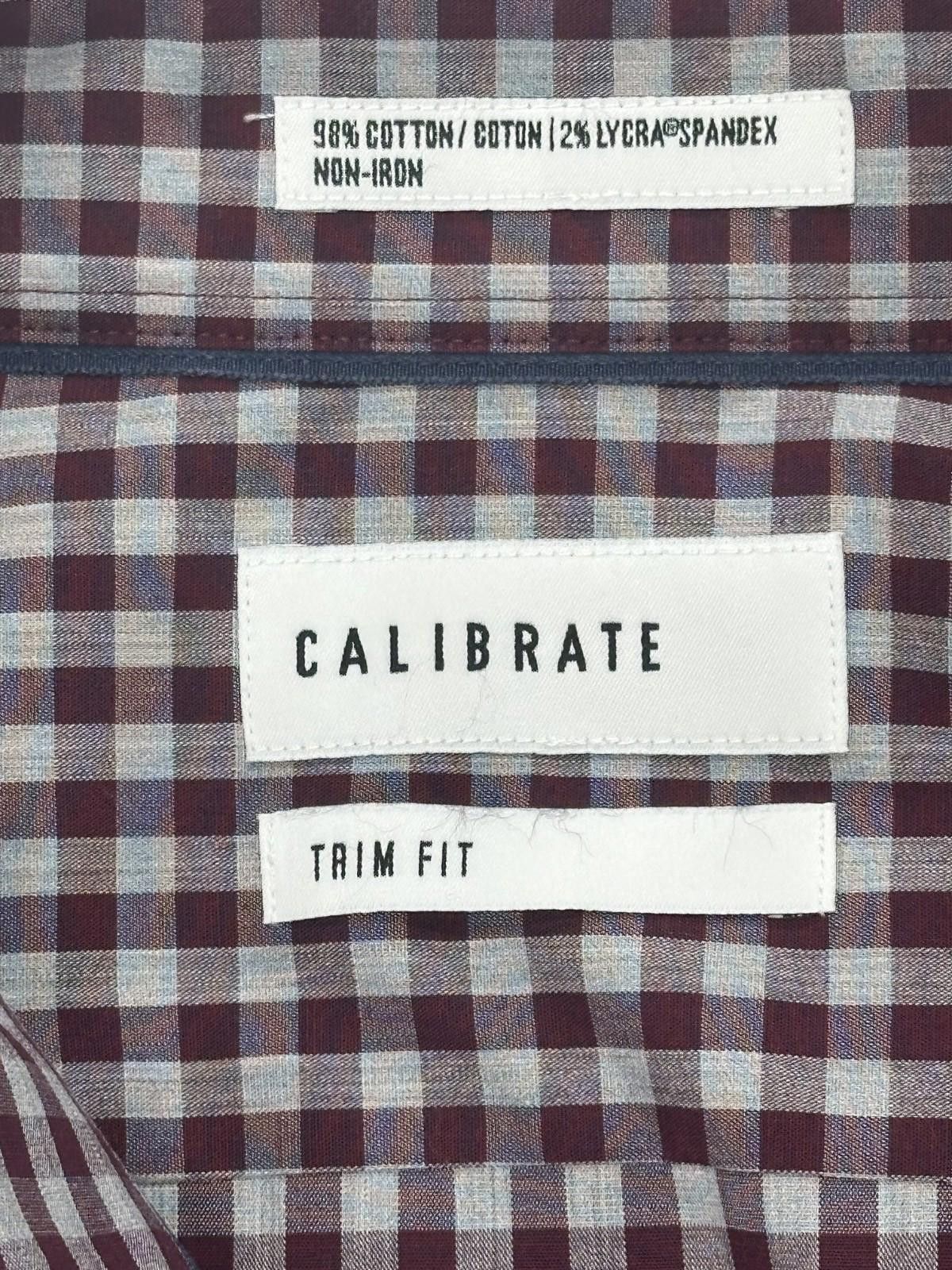 Calibrate Calibrate Plaid Trim No Iron Cotton Maroon Button-Up Men L Size US L / EU 52-54 / 3 - 3 Thumbnail