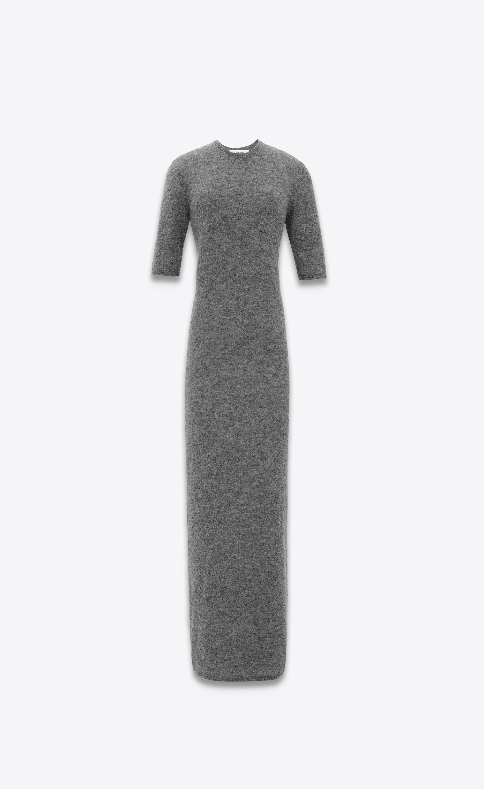 Saint Laurent Paris o1s1wg110125 766515 Long Dress in Alpaca in Grey Size XL / US 12-14 / IT 48-50 - 1 Thumbnail