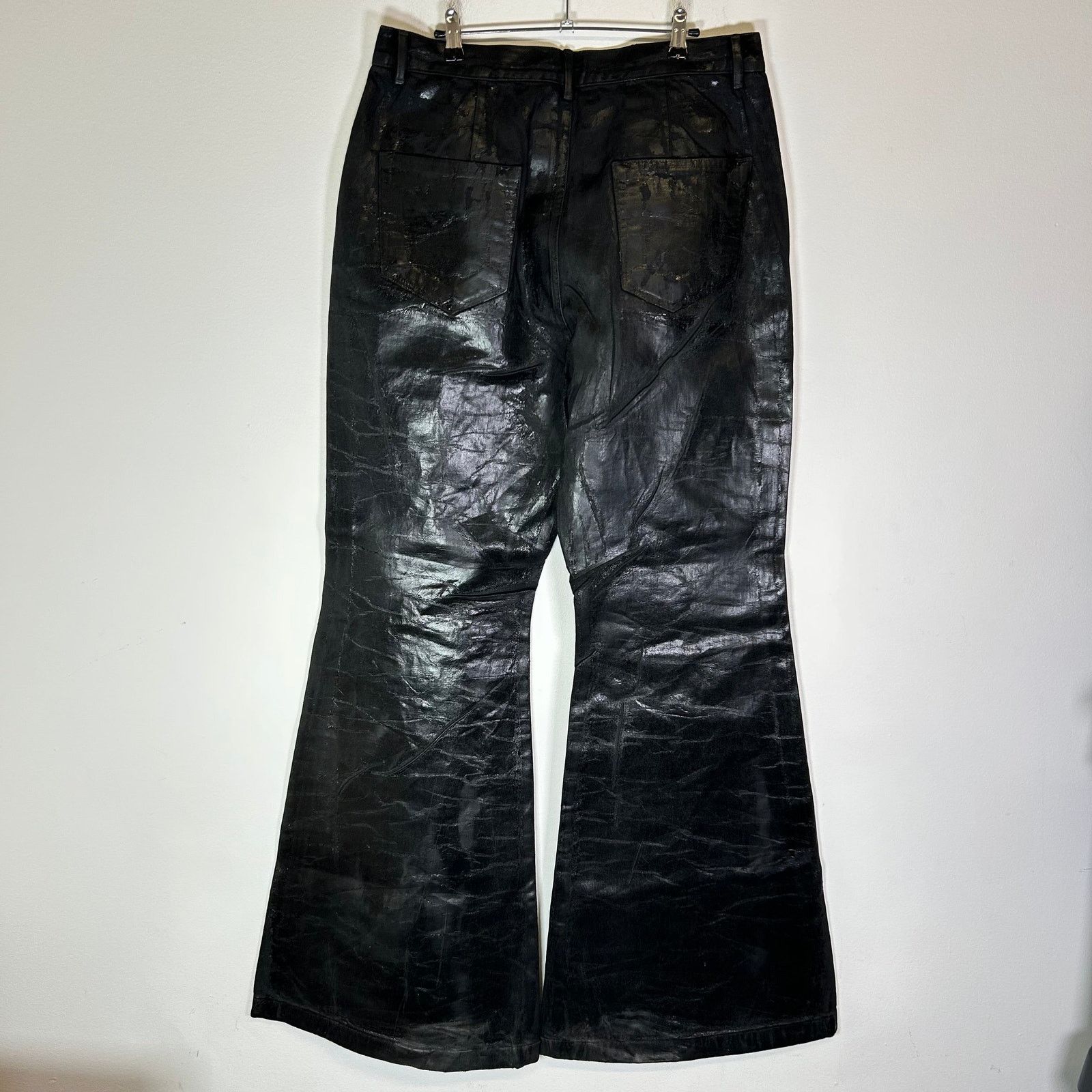 Rick Owens Waxed Crackled-Effect Bolan Bootcut Jeans Size US 36 / EU 52 - 2 Thumbnail