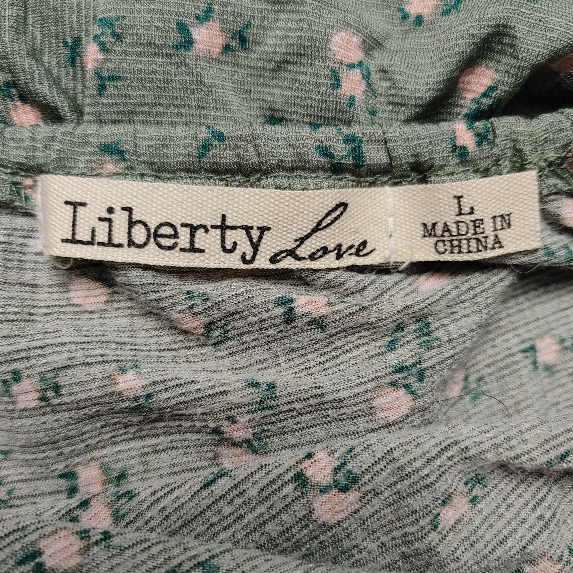 Other Liberty Love Women's Green Floral Rouched Cottage Core Summe Size L / US 10 / IT 46 - 3 Thumbnail