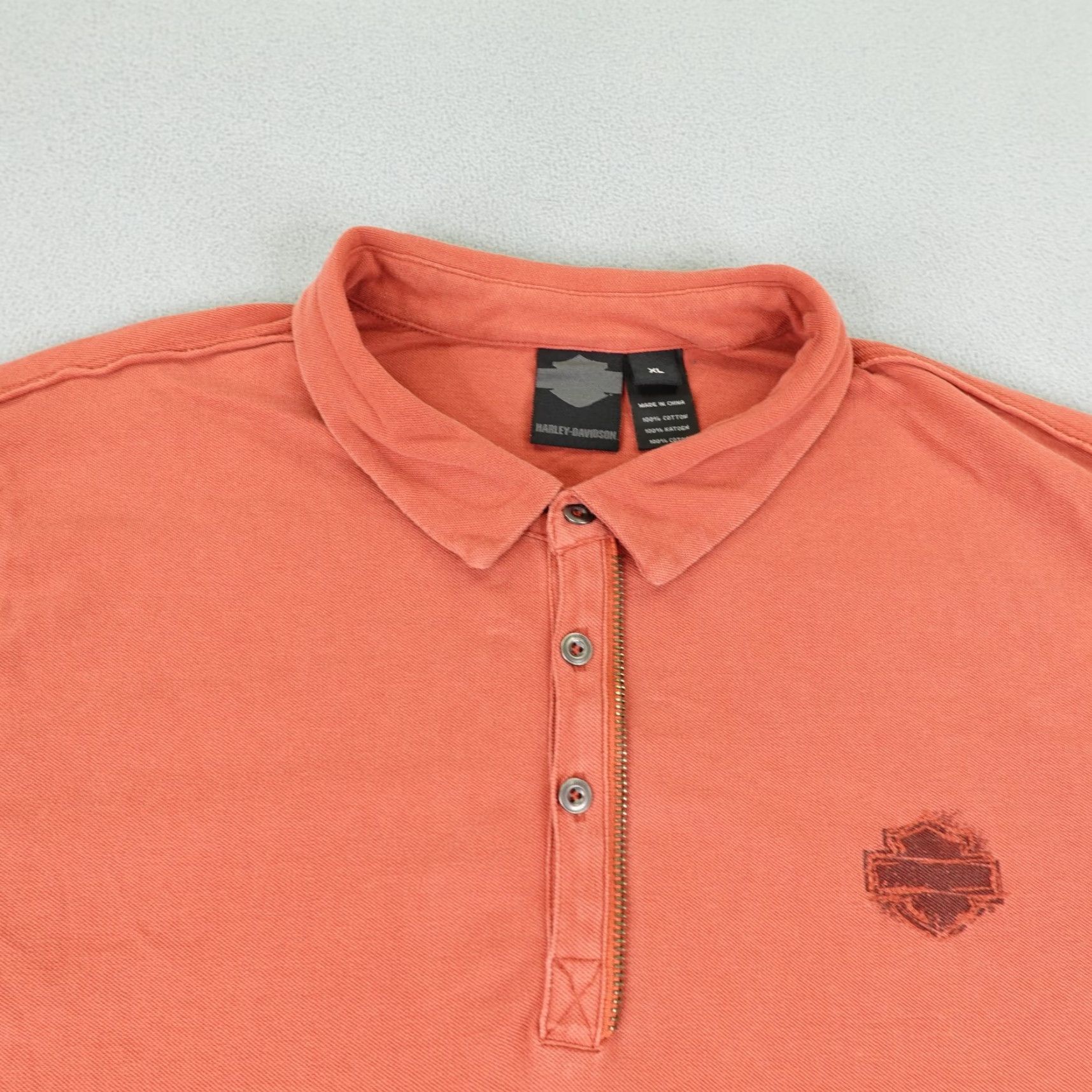 Harley Davidson Harley-Davidson Polo Shirt Mens XL Orange Motorcycle Biker Cotton Knit Polo Shirt Logo Button Casual Size US XL / EU 56 / 4 - 2 Thumbnail