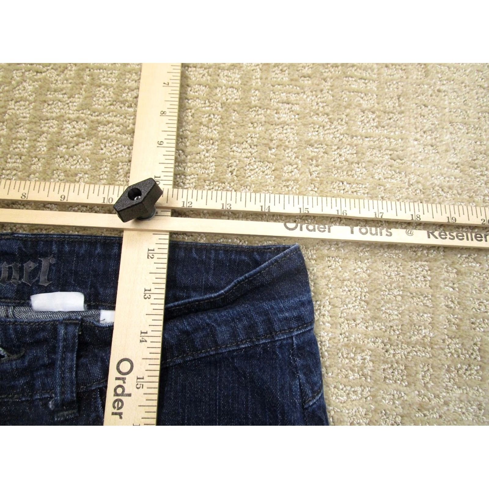 Vintage Cruel Girl Jeans Women 9 Blue Low Rise Flared Denim Trousers Jeans Bootcut 5-Pocket Dark Wash Logo Cowboy Southwestern Womens Size 29" - 5 Thumbnail
