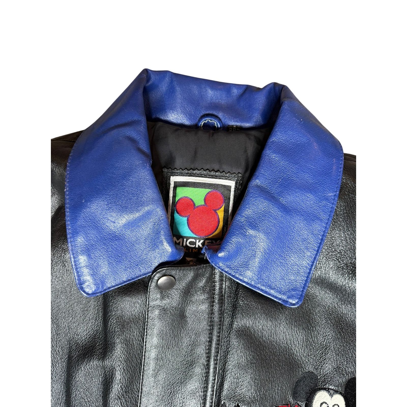 Disney × Vintage Vintage Disney Mickey Mouse & Friends Leather Bomber Jacket Size US S / EU 44-46 / 1 - 6 Thumbnail