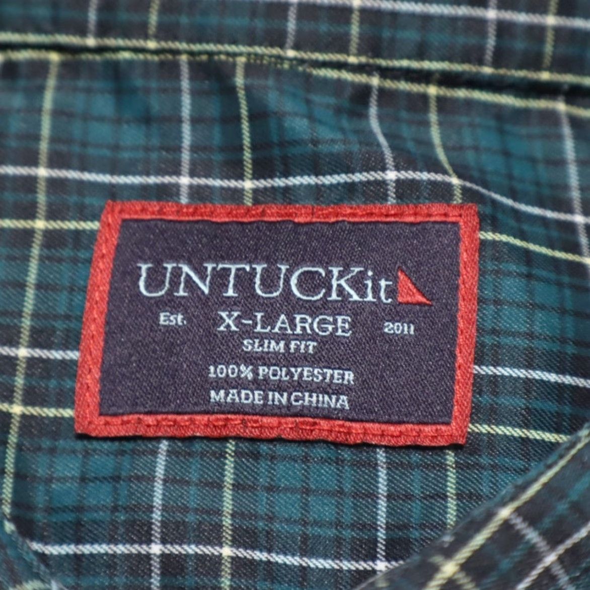 UNTUCKit Untuckit Norante Slim Fit Polyester Plaid Button Up Shirt Green XL Men's Size US XL / EU 56 / 4 - 5 Thumbnail