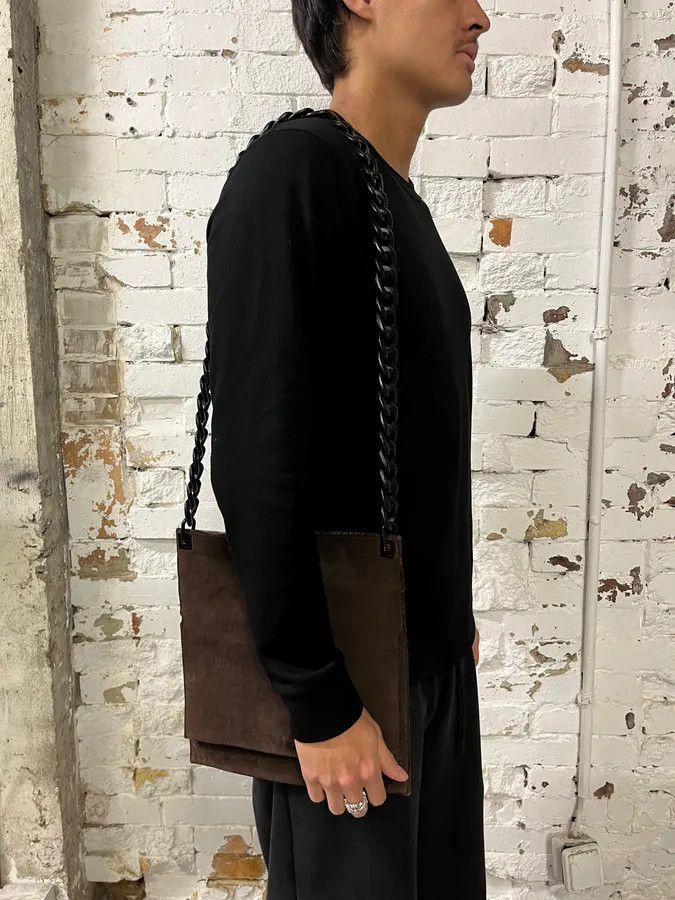 Gucci 2000s Gucci Chain Brown Suede Leather Bag Size ONE SIZE - 2 Thumbnail