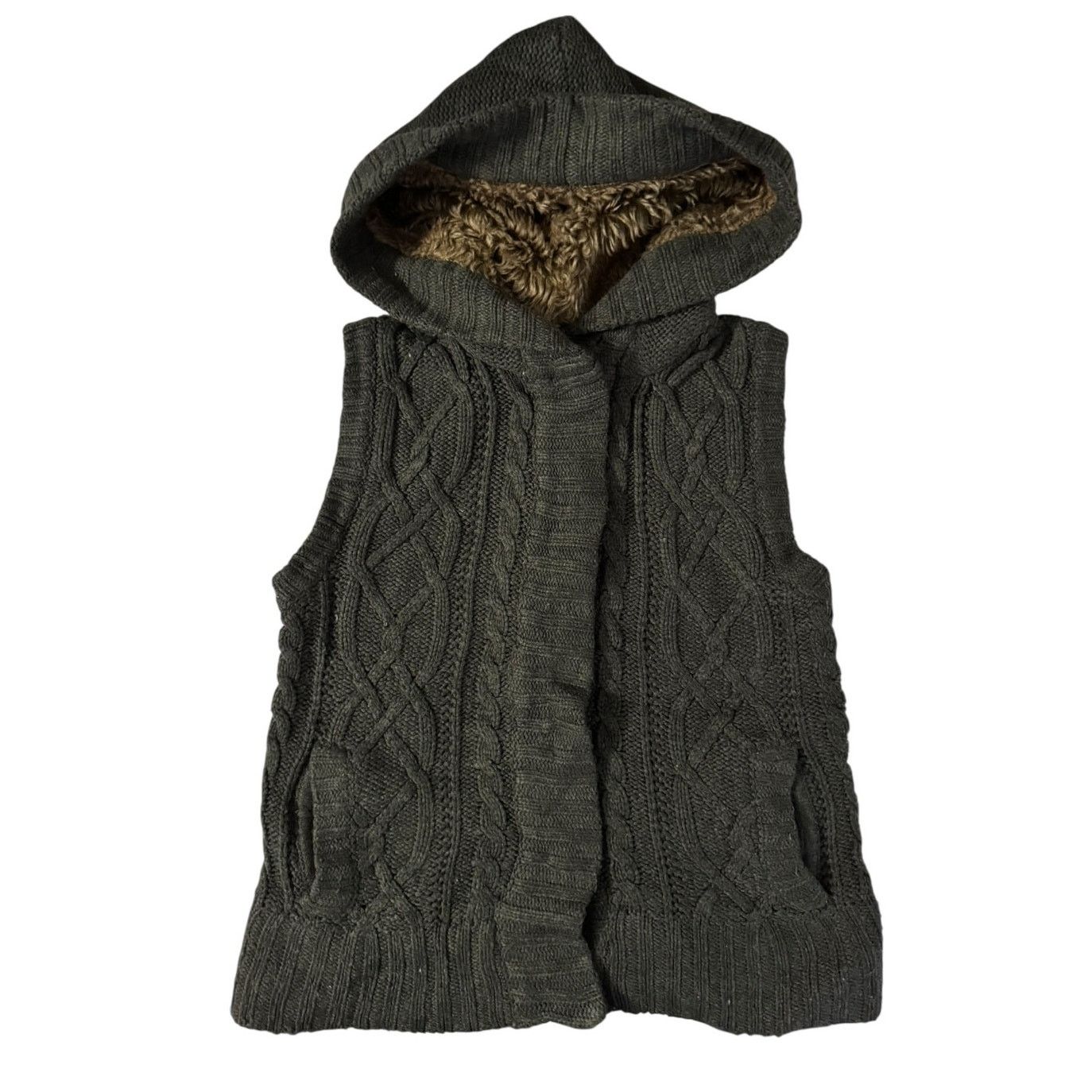 Other Love by Design Sleeveless Hoodie Large Fur Hood Snap Chic Size L / US 10 / IT 46 - 1 Thumbnail