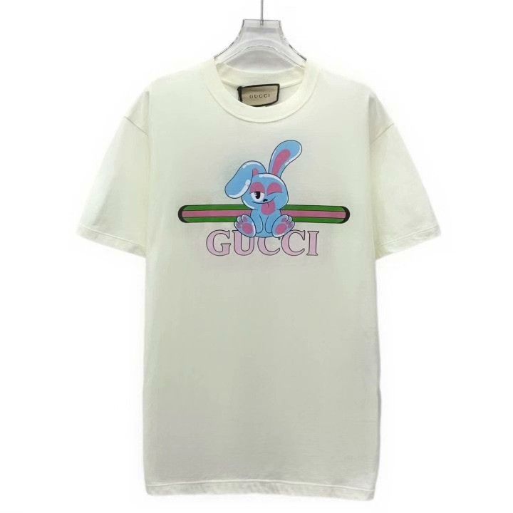Gucci Gucci White Rabbit Print Cotton T-shirt Size S / US 4 / IT 40 - 1 Thumbnail